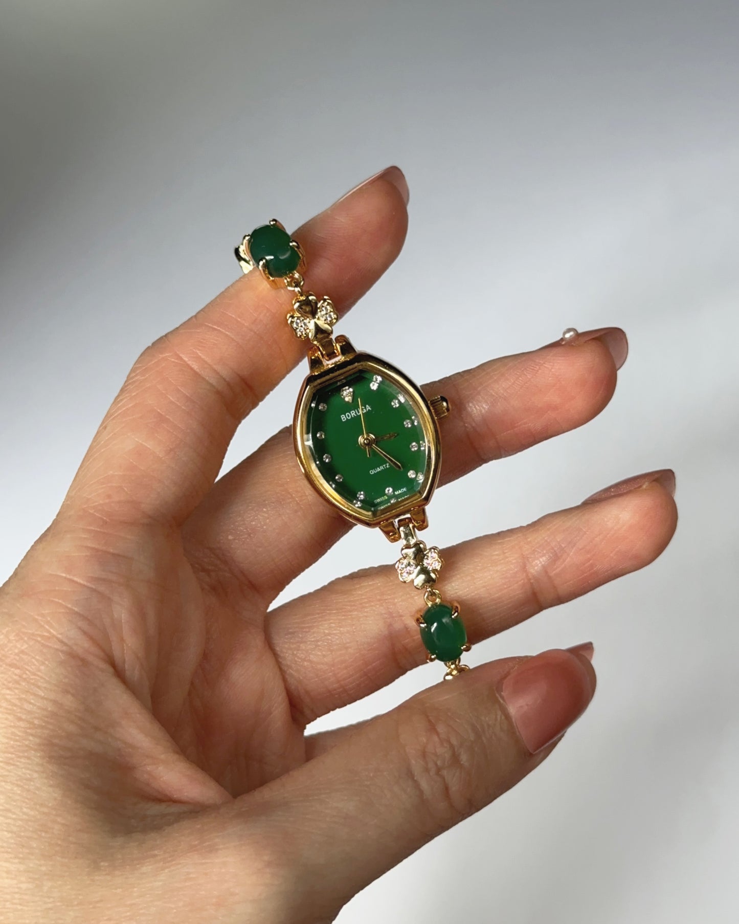 The Lucky Green Boruga Gold Tone Watch