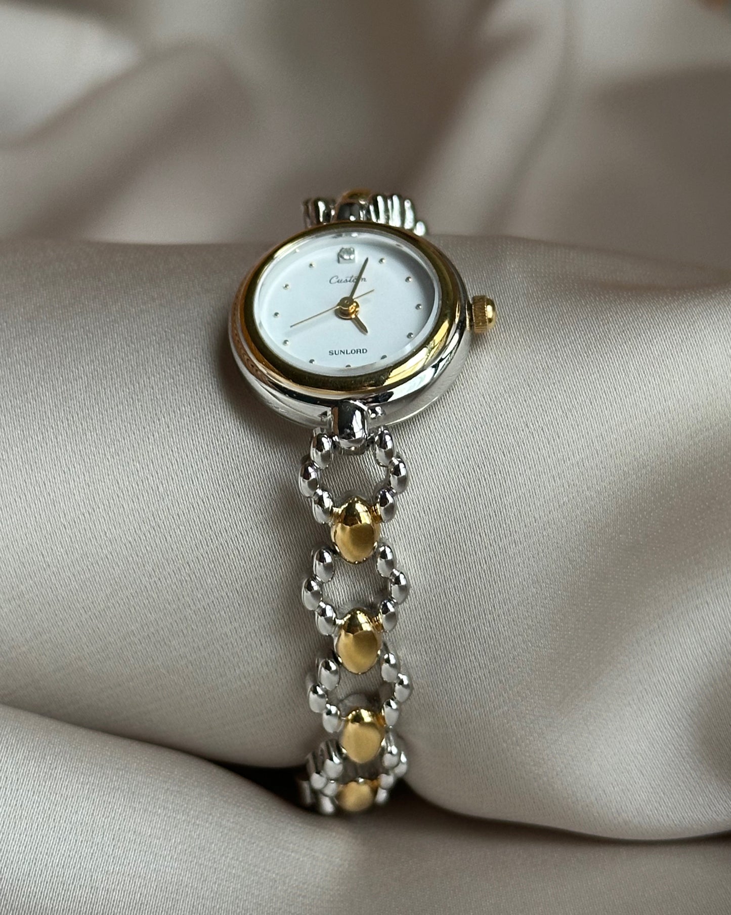 Vintage Orb-Link Silver & Gold Watch