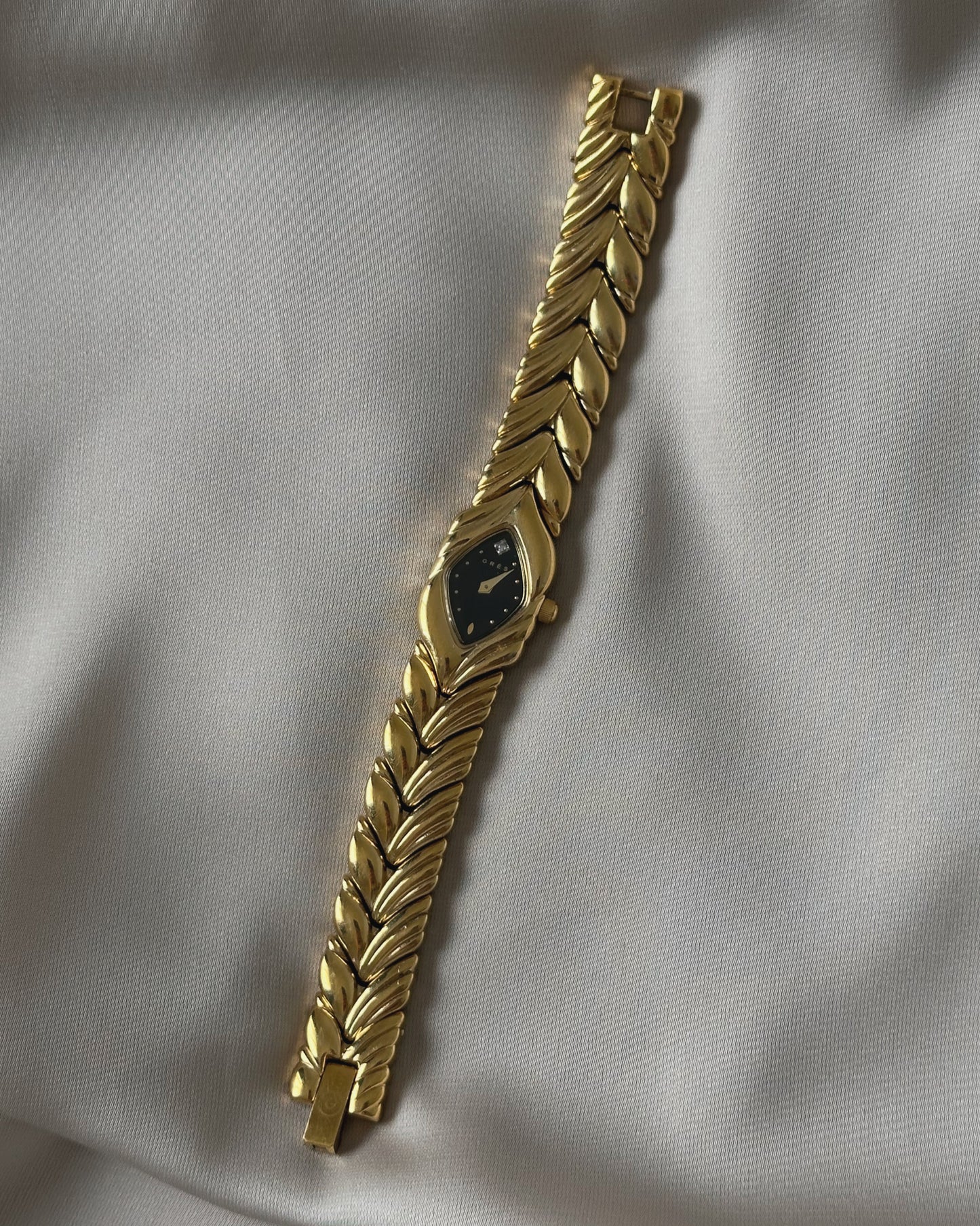 Grès Paris Vintage Herringbone Gold Tone Watch