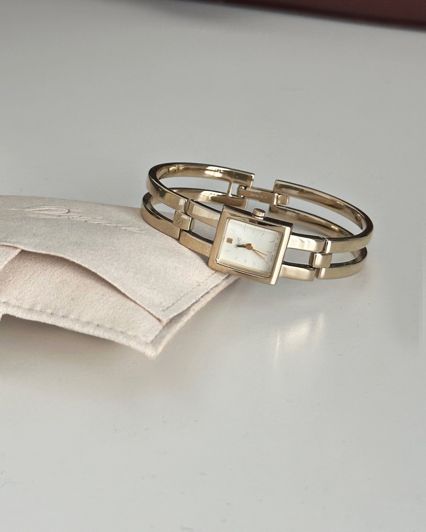 Square Light Gold Tone Bangle Watch by Alba