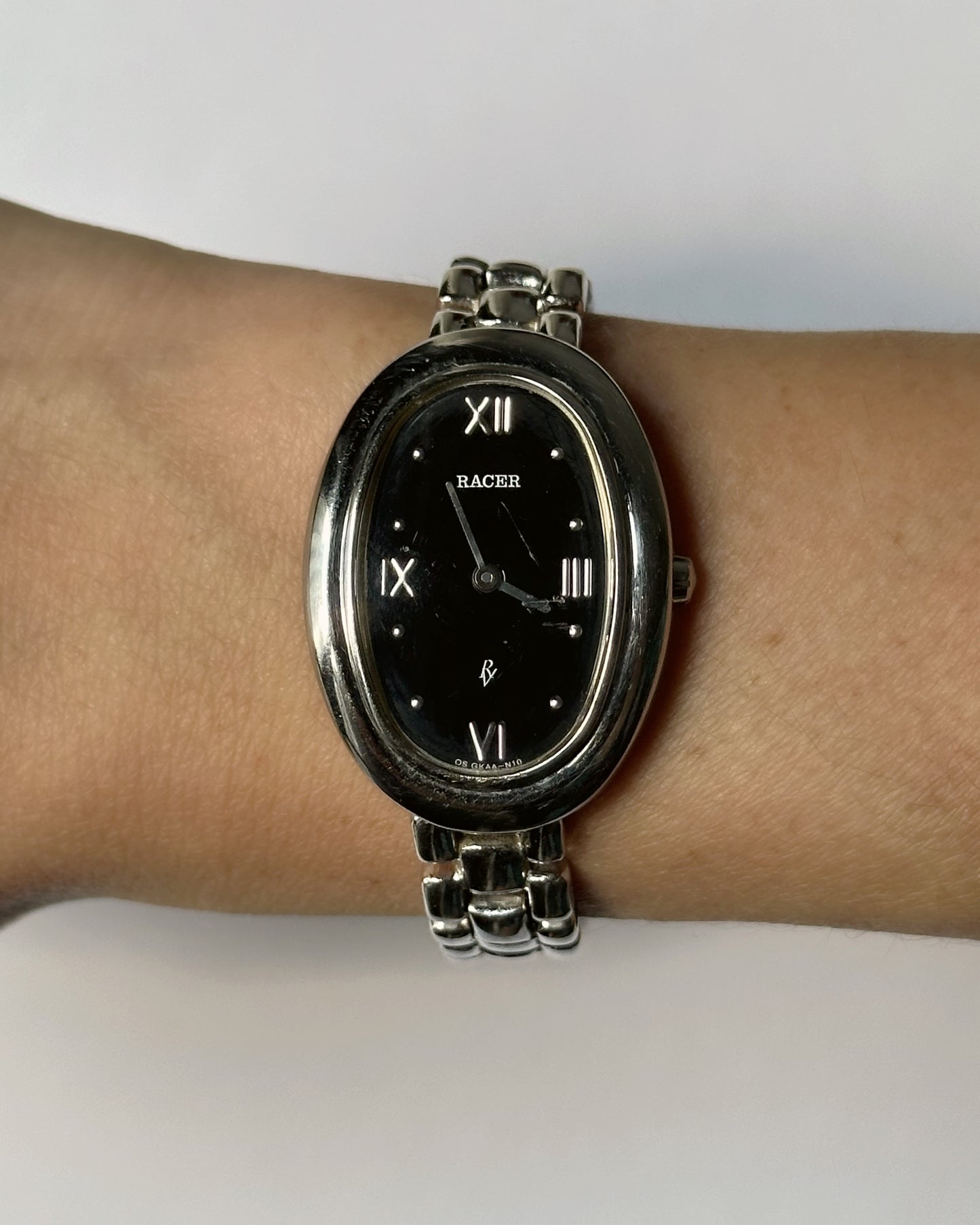 Racer Black Dial Oval "Baignoire" Watch