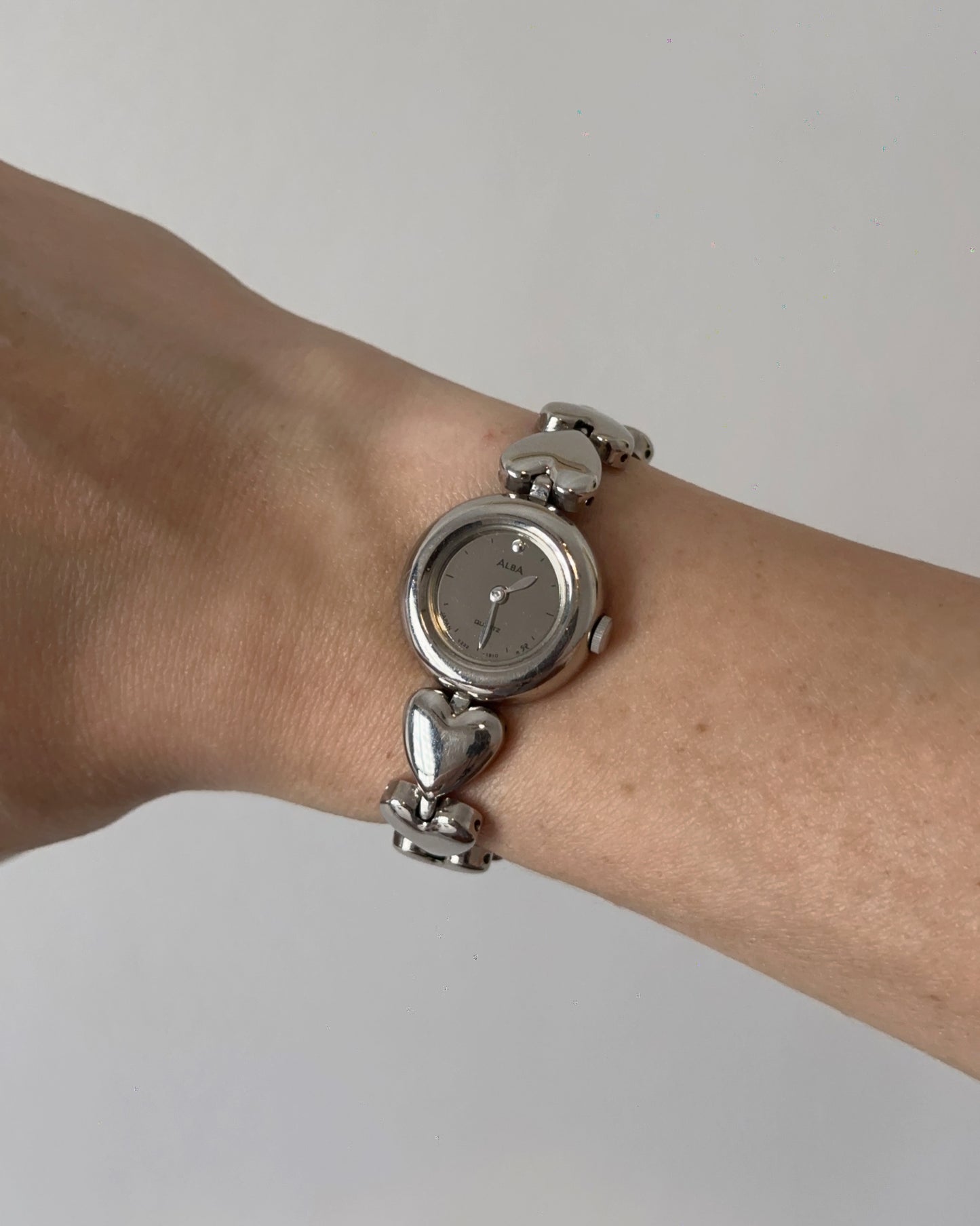 Alba Chrome Heart-Link Bracelet Watch