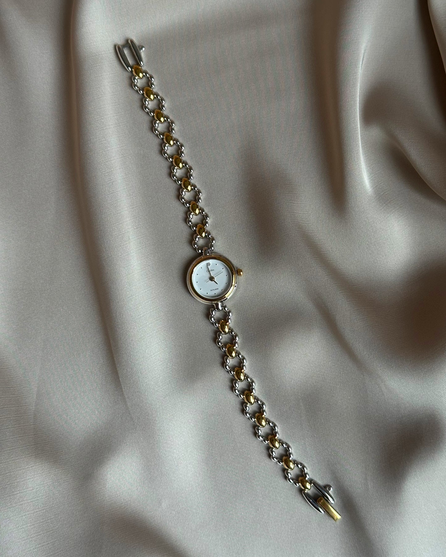 Vintage Orb-Link Silver & Gold Watch