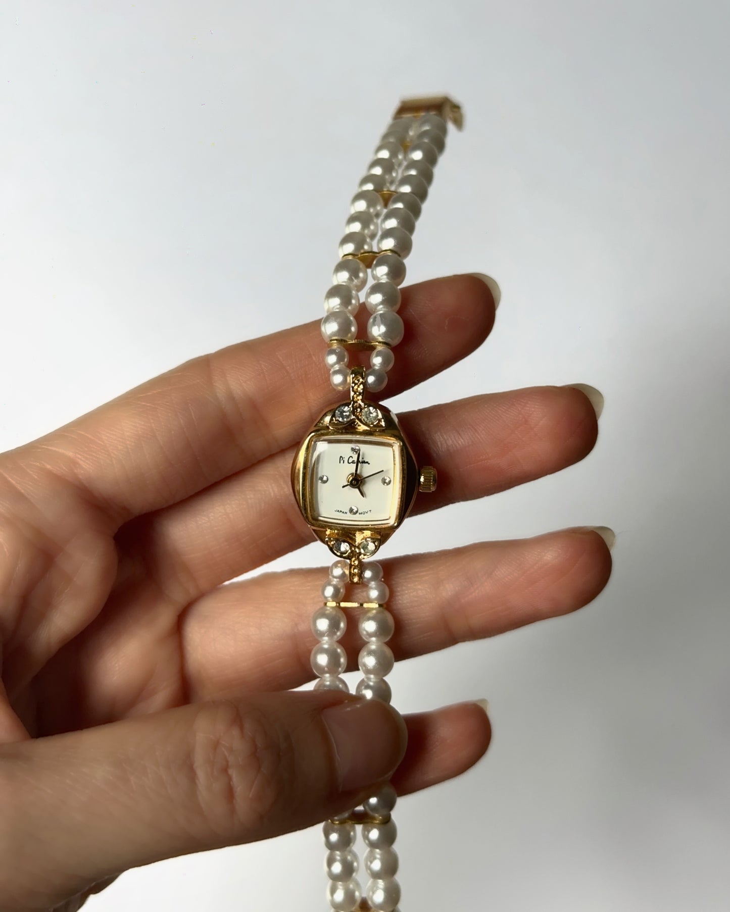 Petite Pearl Manual Winding Gold Tone Watch