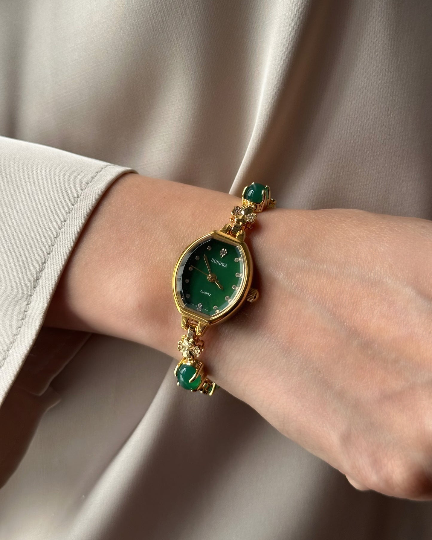 The Lucky Green Boruga Gold Tone Watch