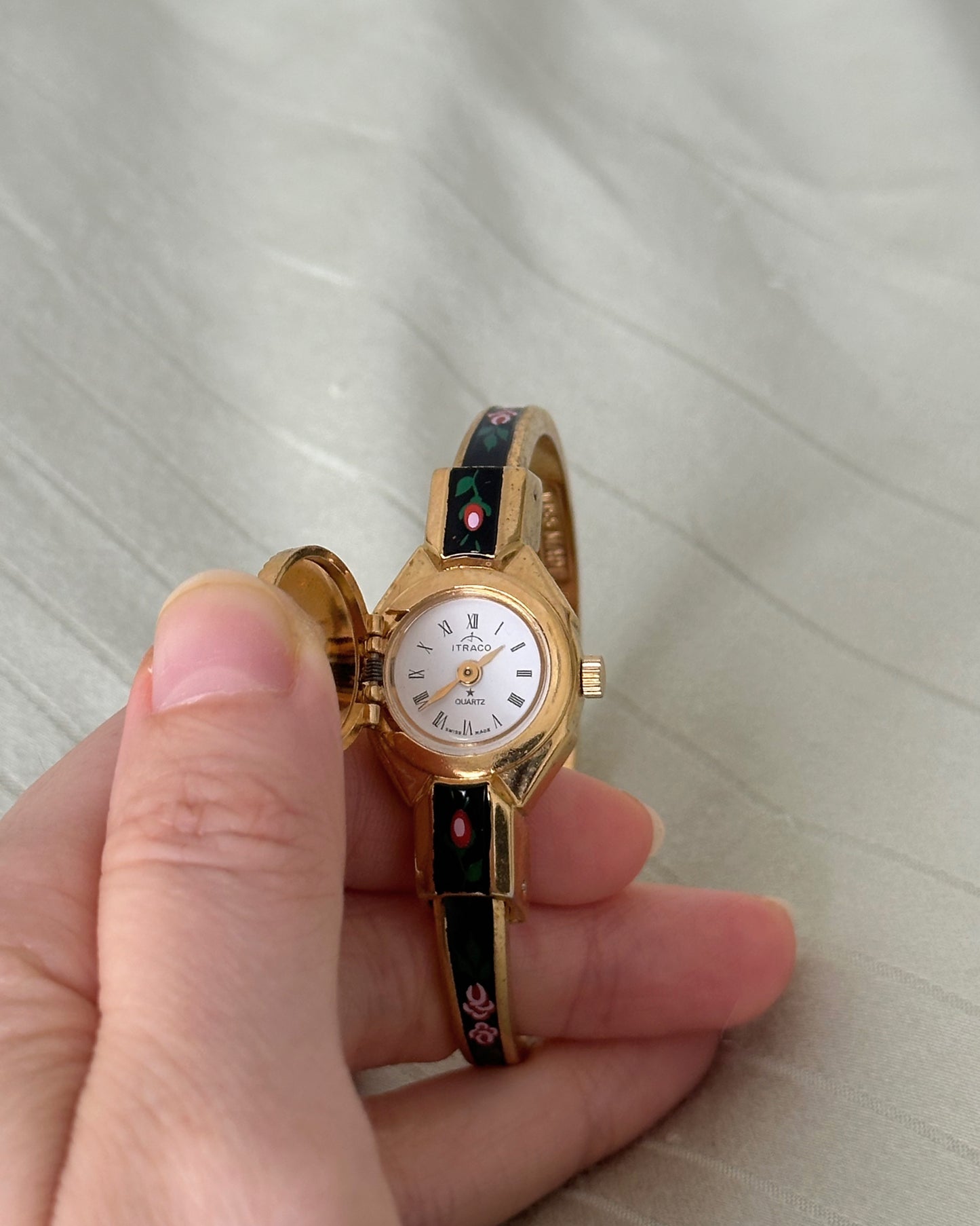 Black Rose Peek-A-Boo Bangle Watch