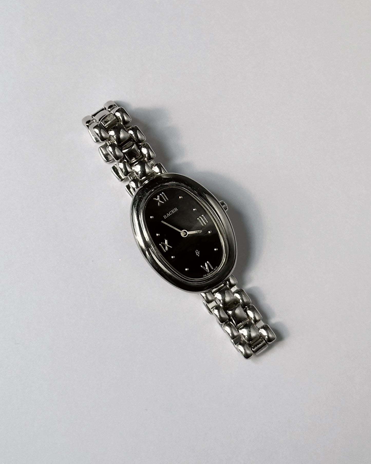 Racer Black Dial Oval "Baignoire" Watch