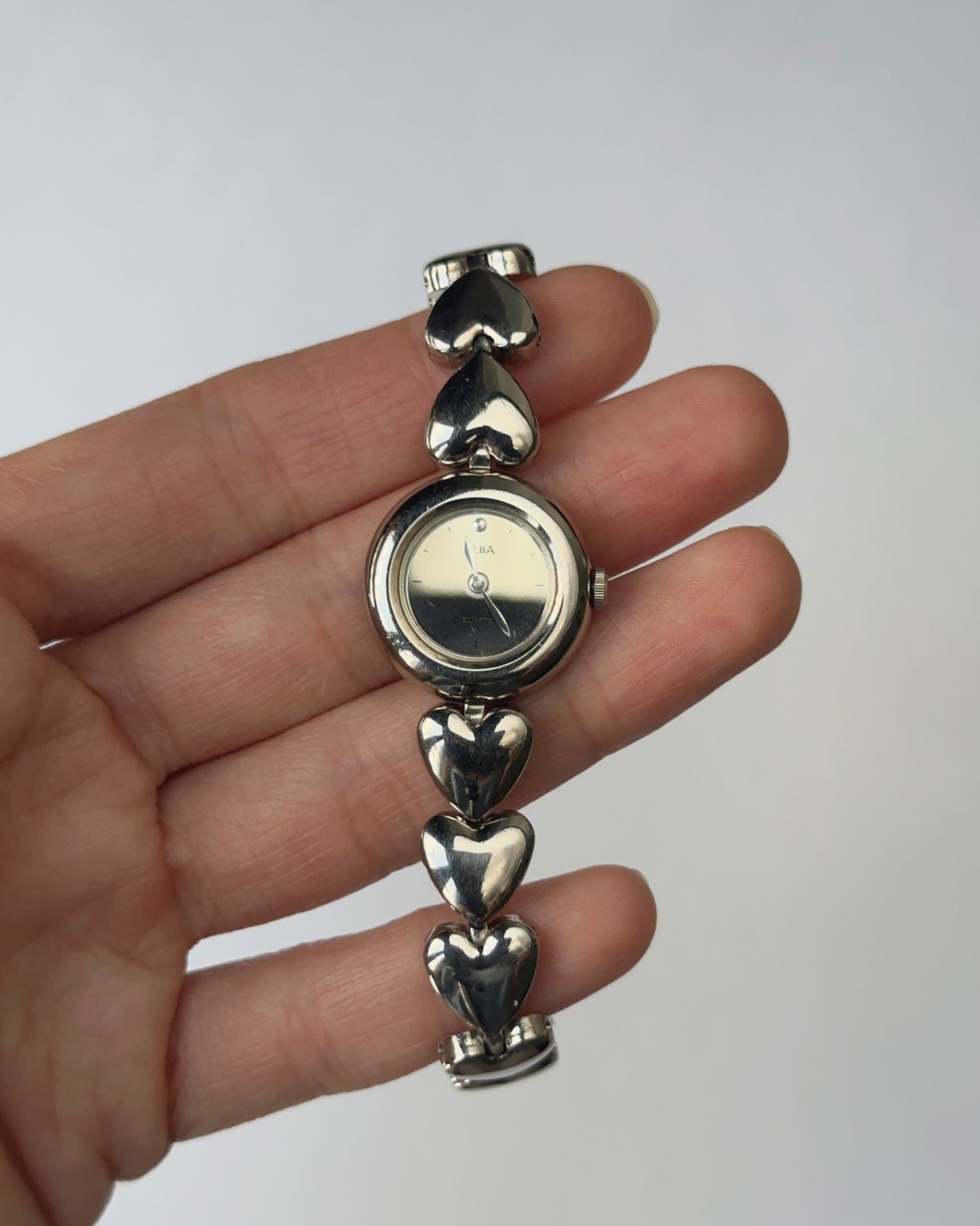 Alba Chrome Heart-Link Bracelet Watch