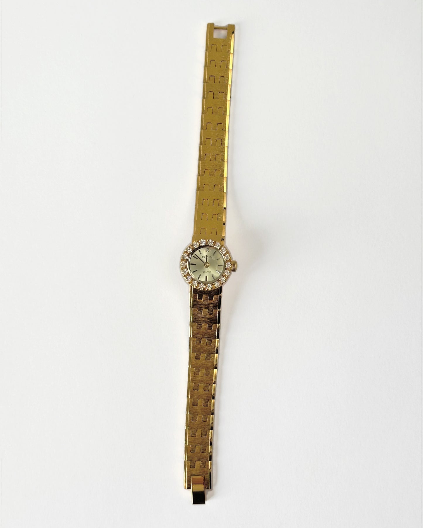 Elgin Gold Crystal Vintage Swiss Watch