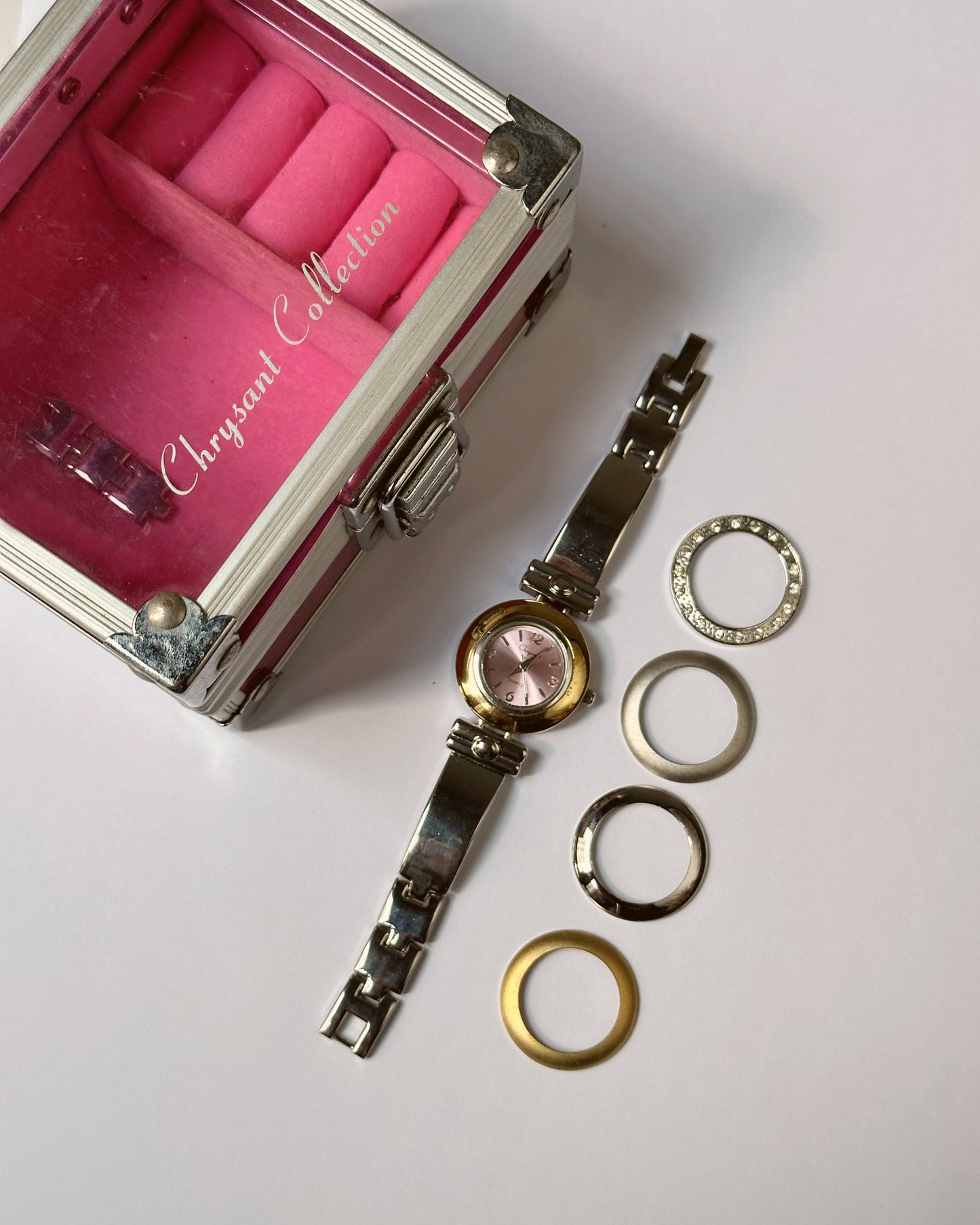 Interchangeable Pink Dial Watch Set