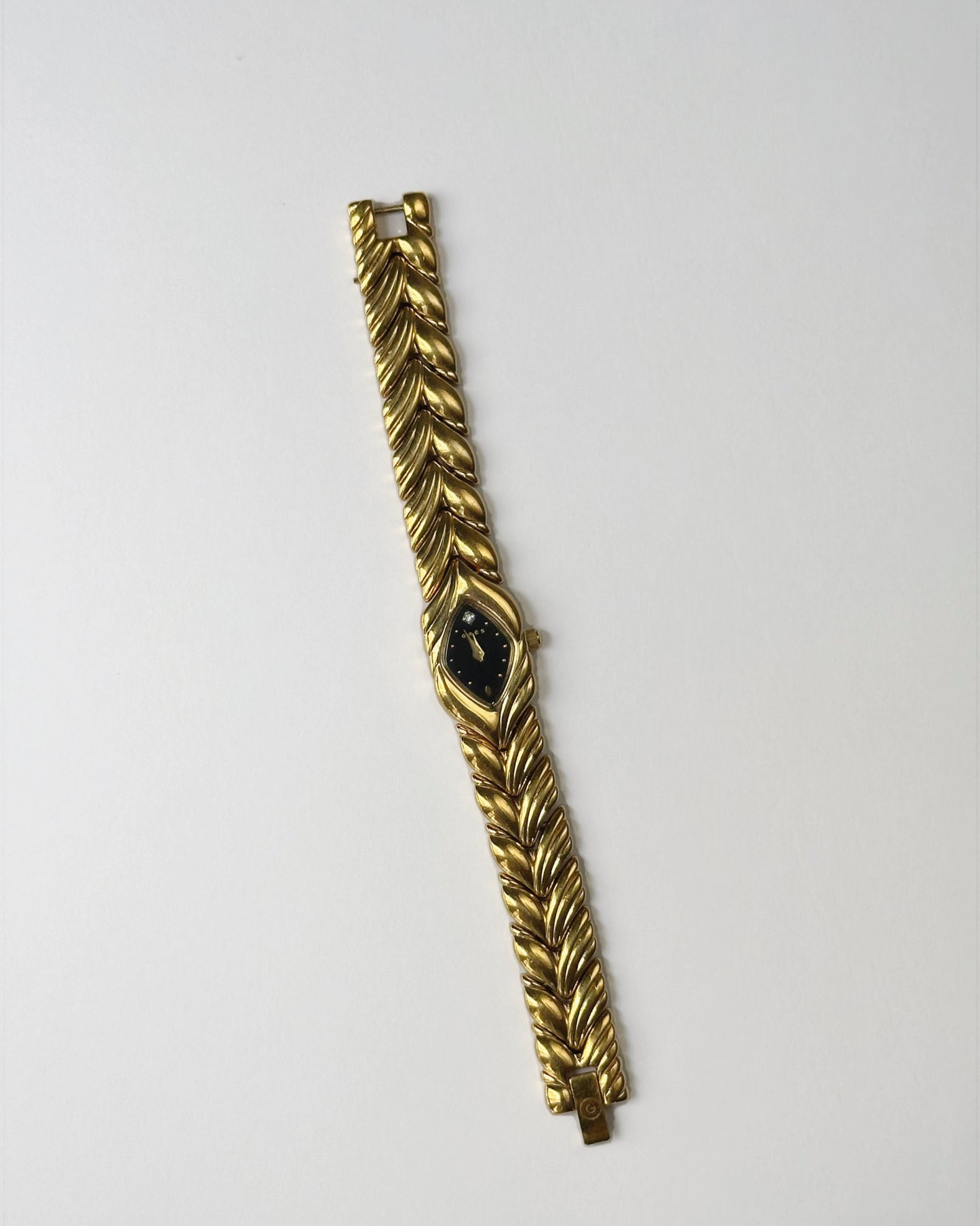 Grès Paris Vintage Herringbone Gold Tone Watch