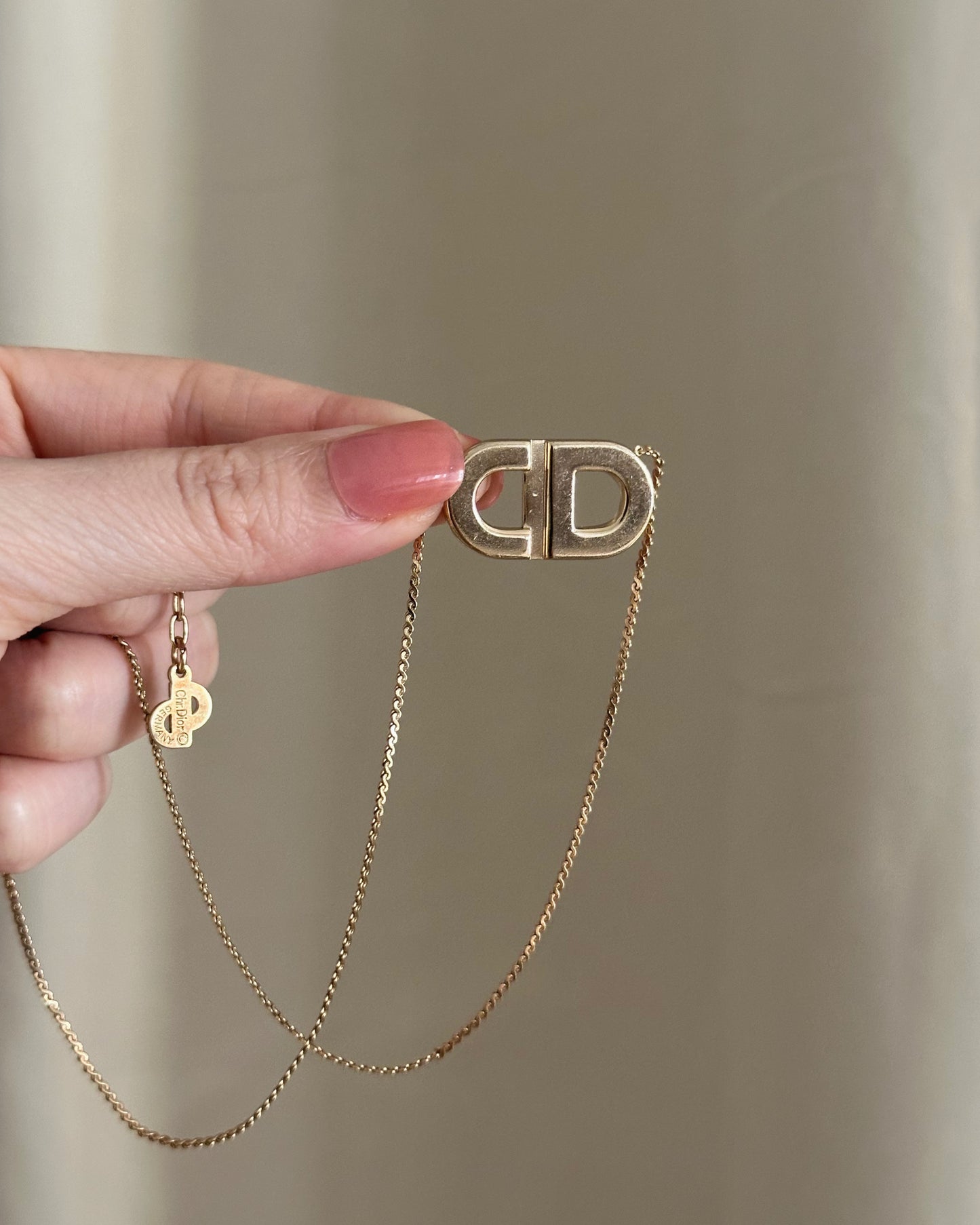 Christian Dior Vintage ‘CD’ Logo Pendant Necklace (1990s)