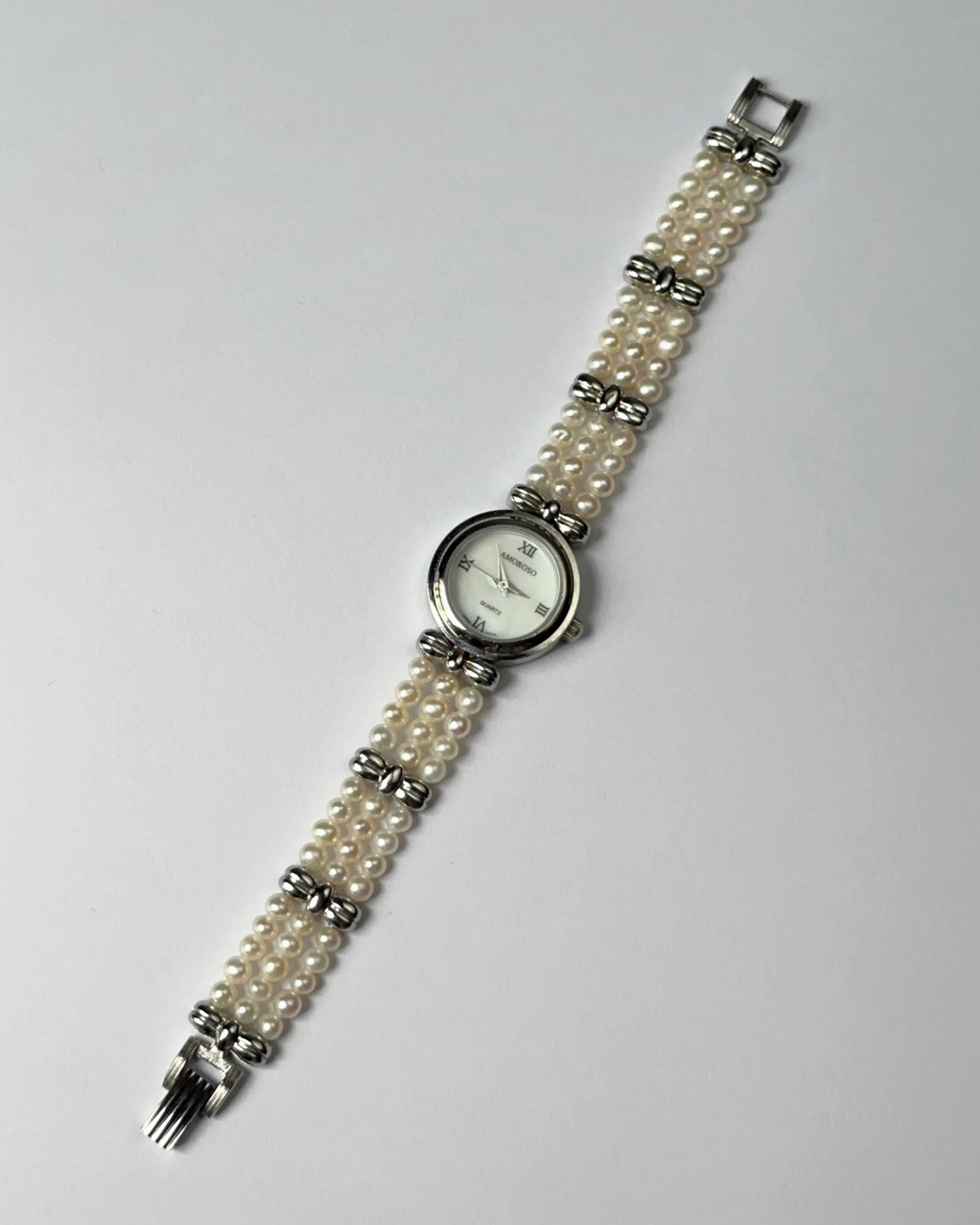 Amoroso Silver Tone Pearl Watch