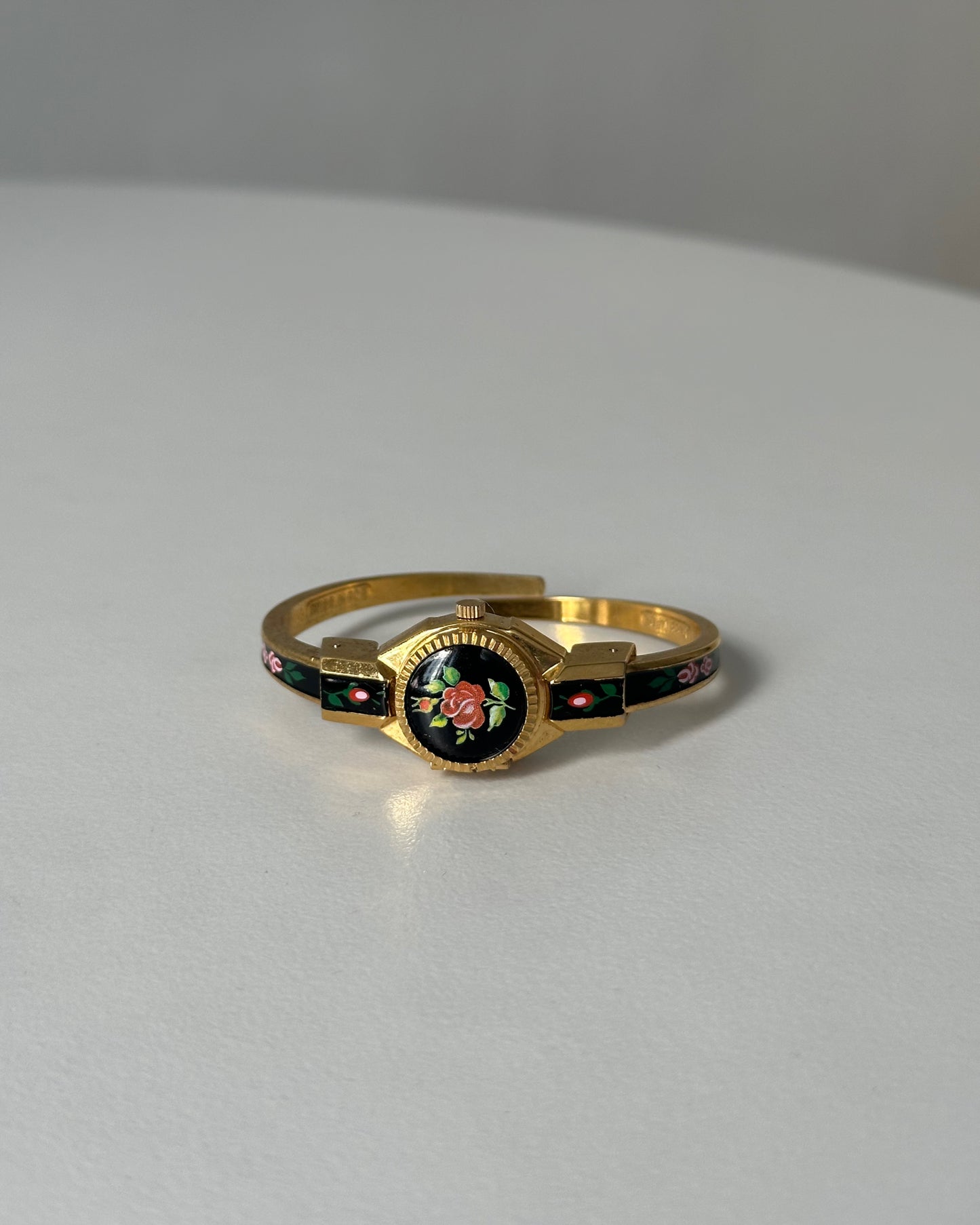 Black Rose Peek-A-Boo Bangle Watch