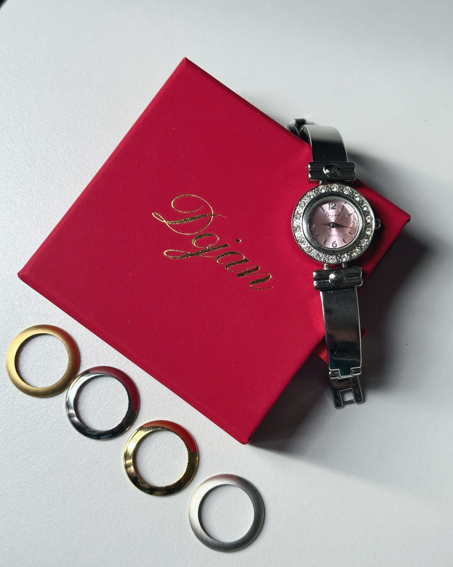 Interchangeable Pink Dial Watch Set