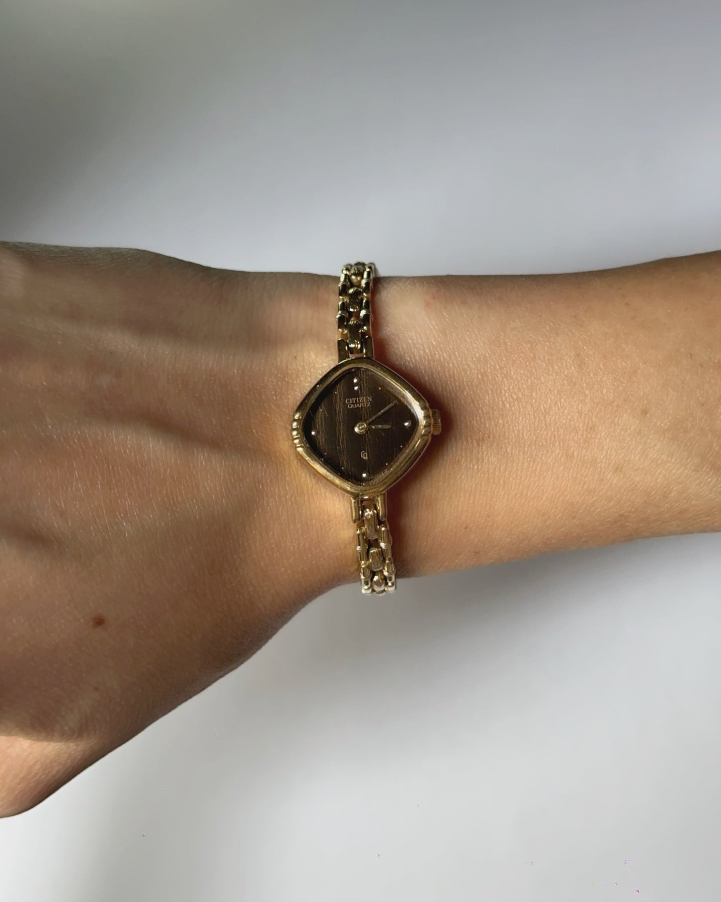 Rare Gold Tone Diamond Shape Citizen Watch