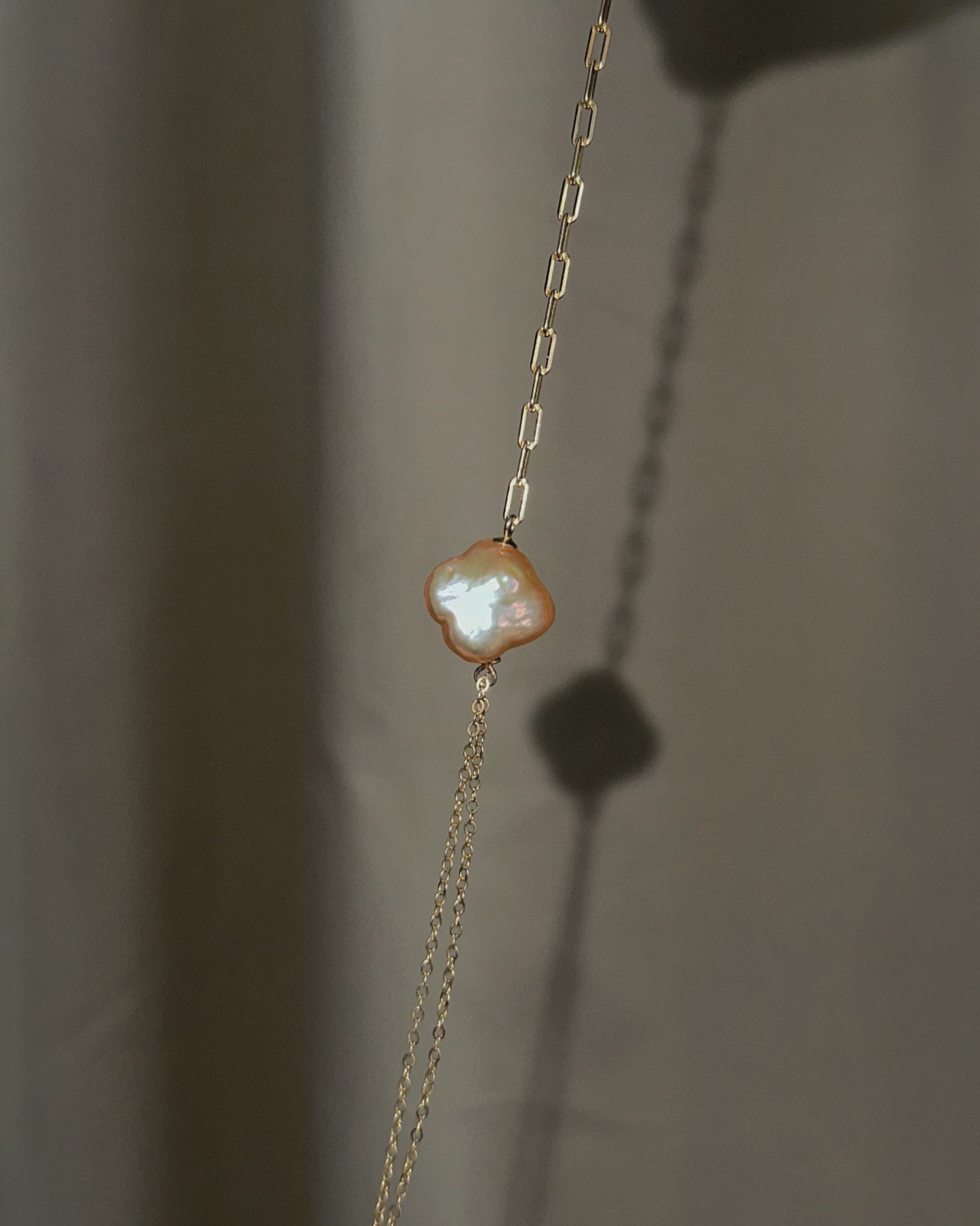 Rare Italian Baroque Pearl Clover Gold Plated Bracelet