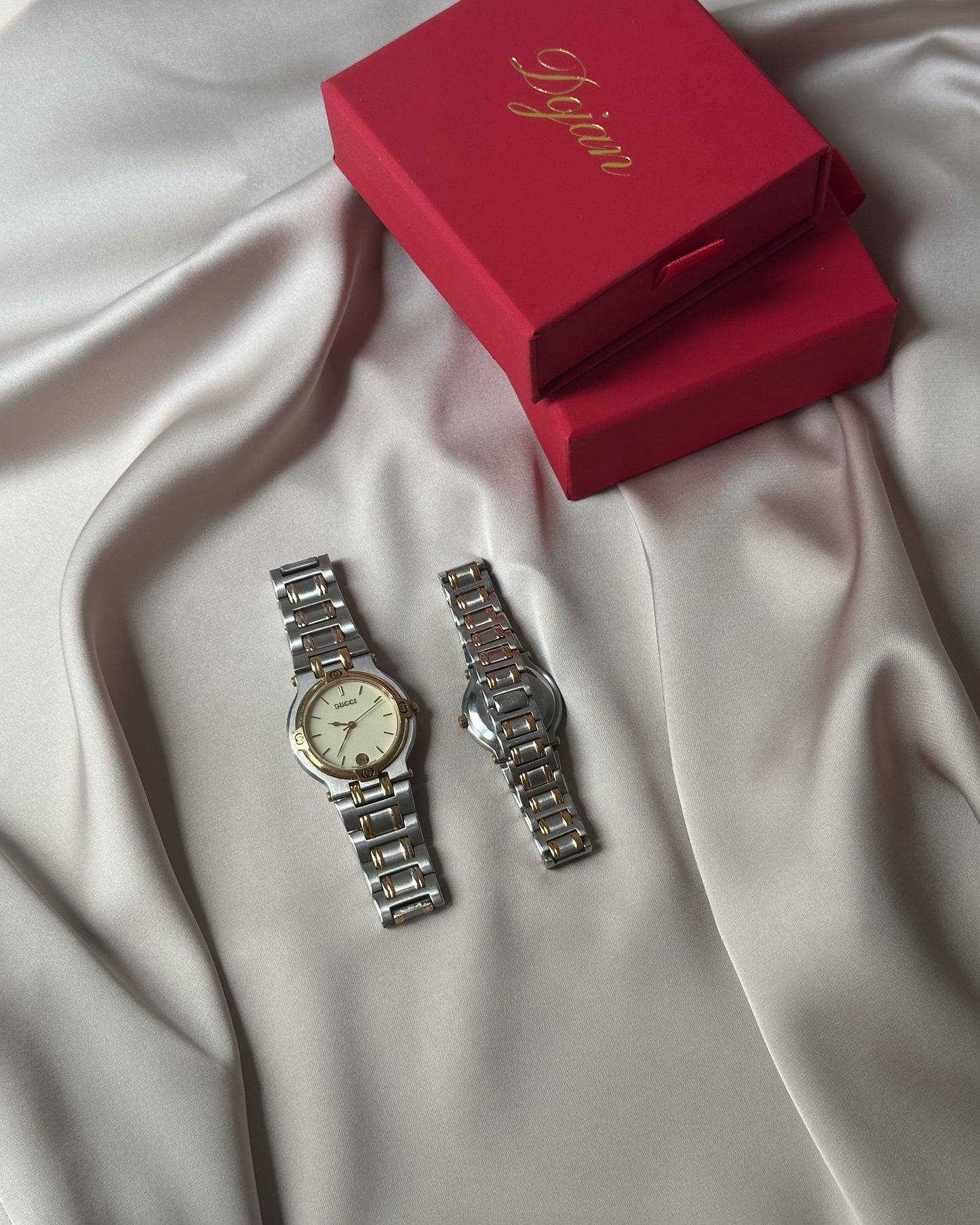Couple Set: Gold + Grey Steel Gucci Watches
