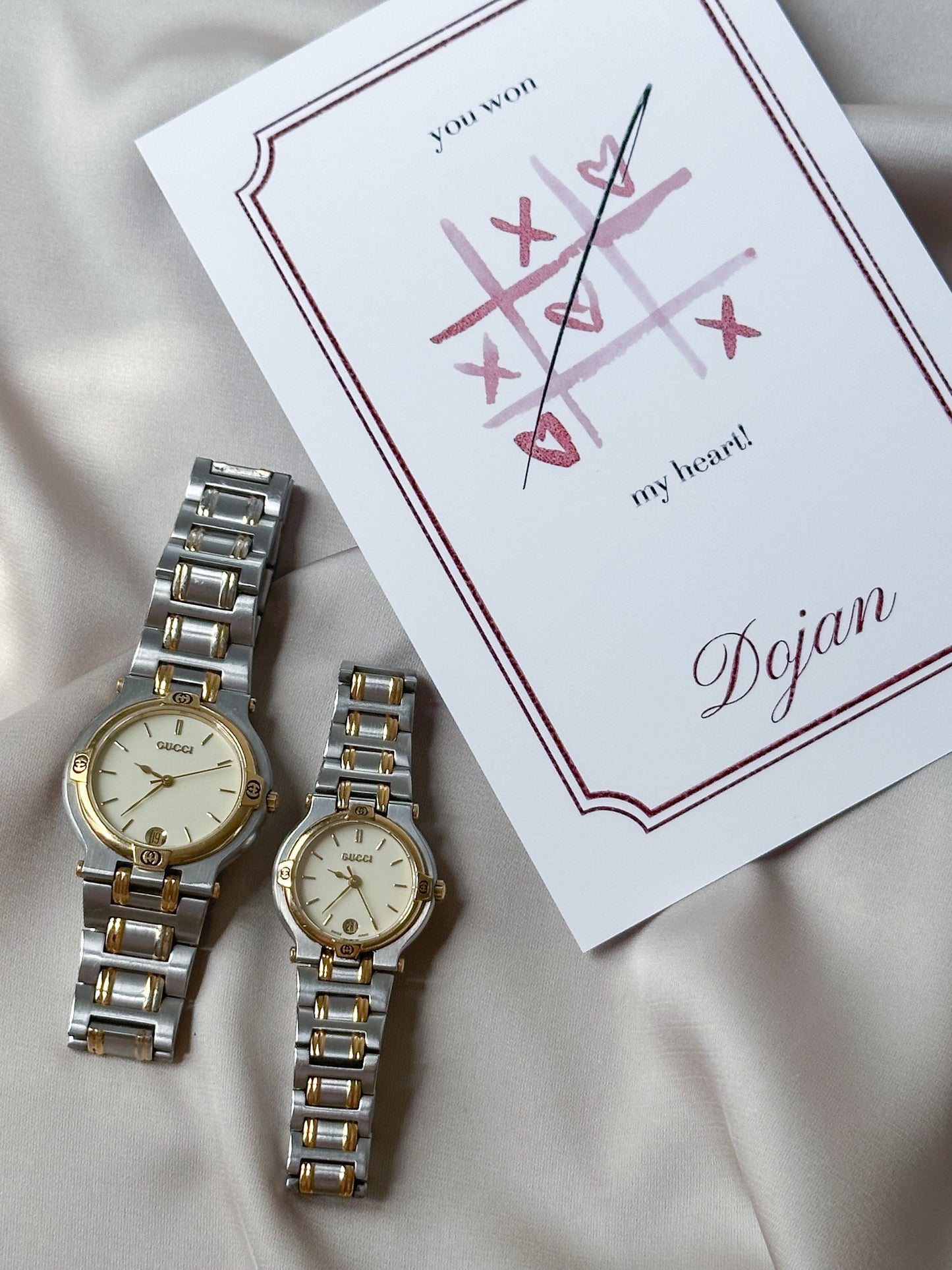 Couple Set: Gold + Grey Steel Gucci Watches