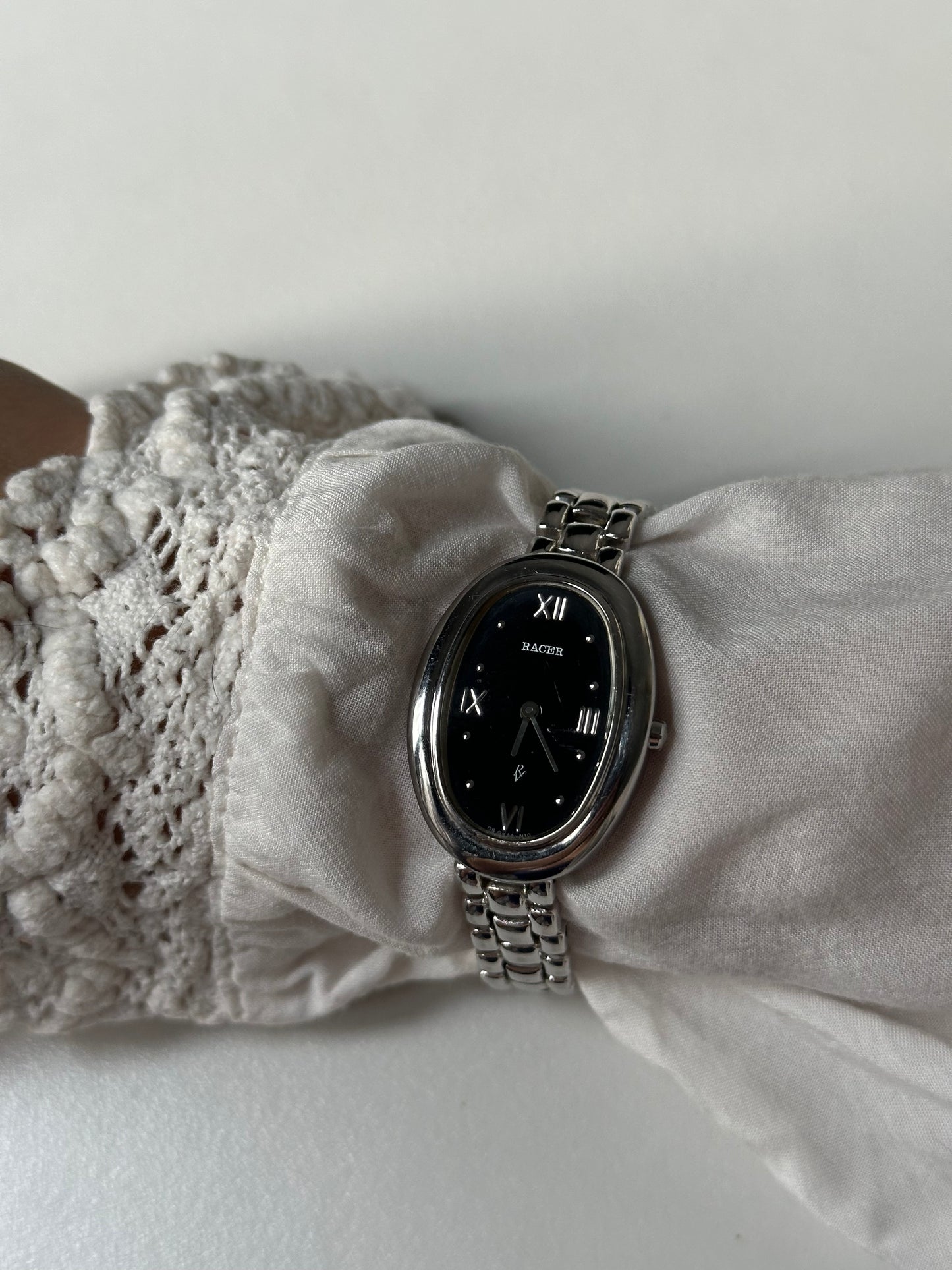 Racer Black Dial Oval "Baignoire" Watch