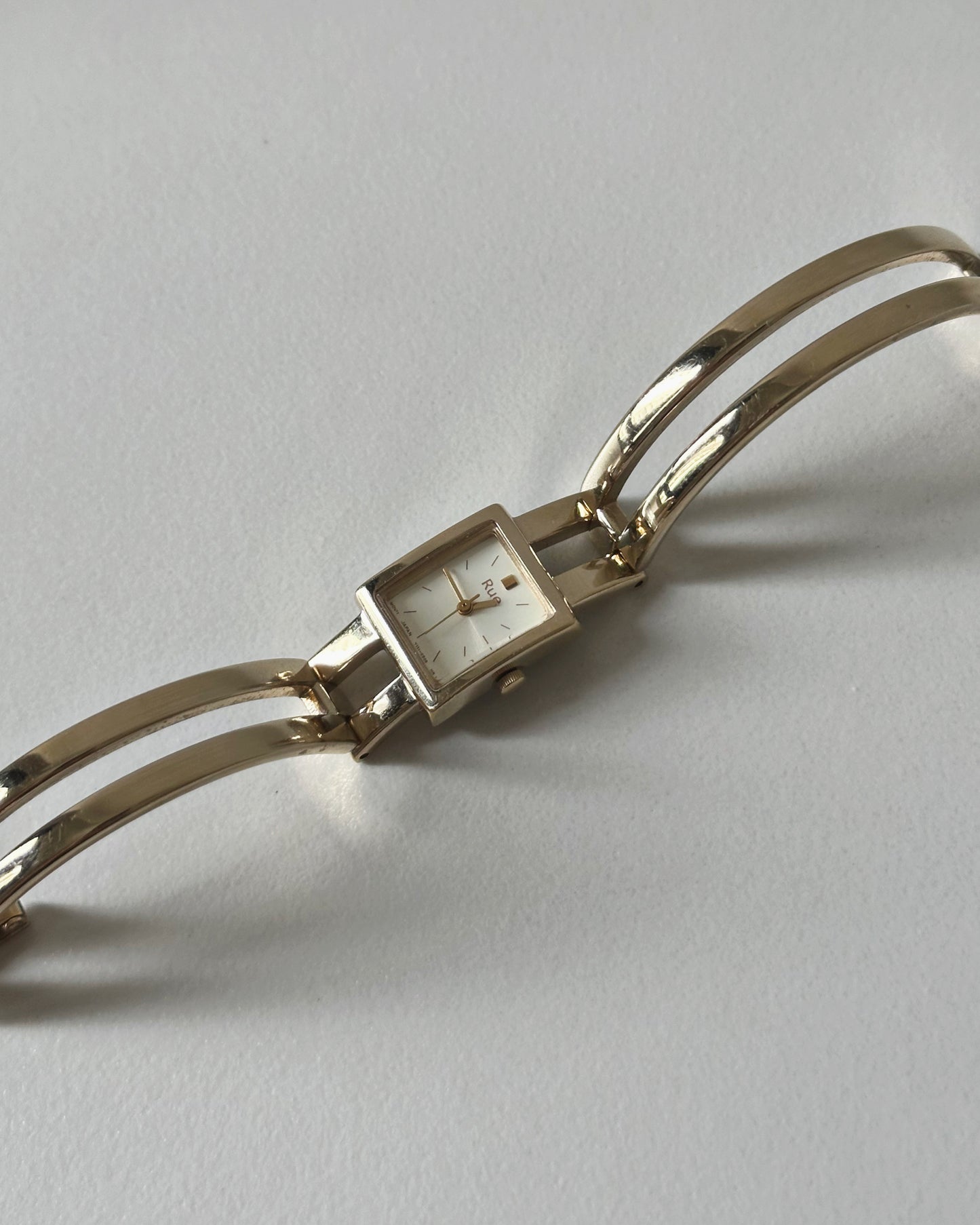 Vintage gold tone square tank watch Alba