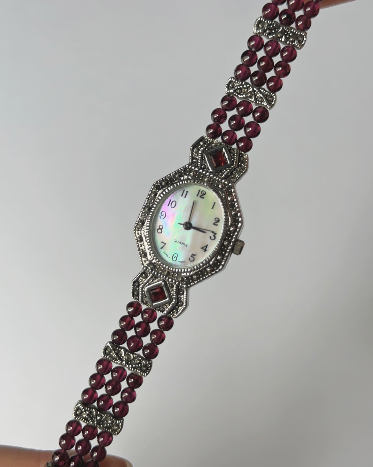 Wine bead pearl watch