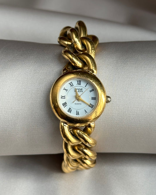 Anne Klein II Gilded Gold Chain Watch