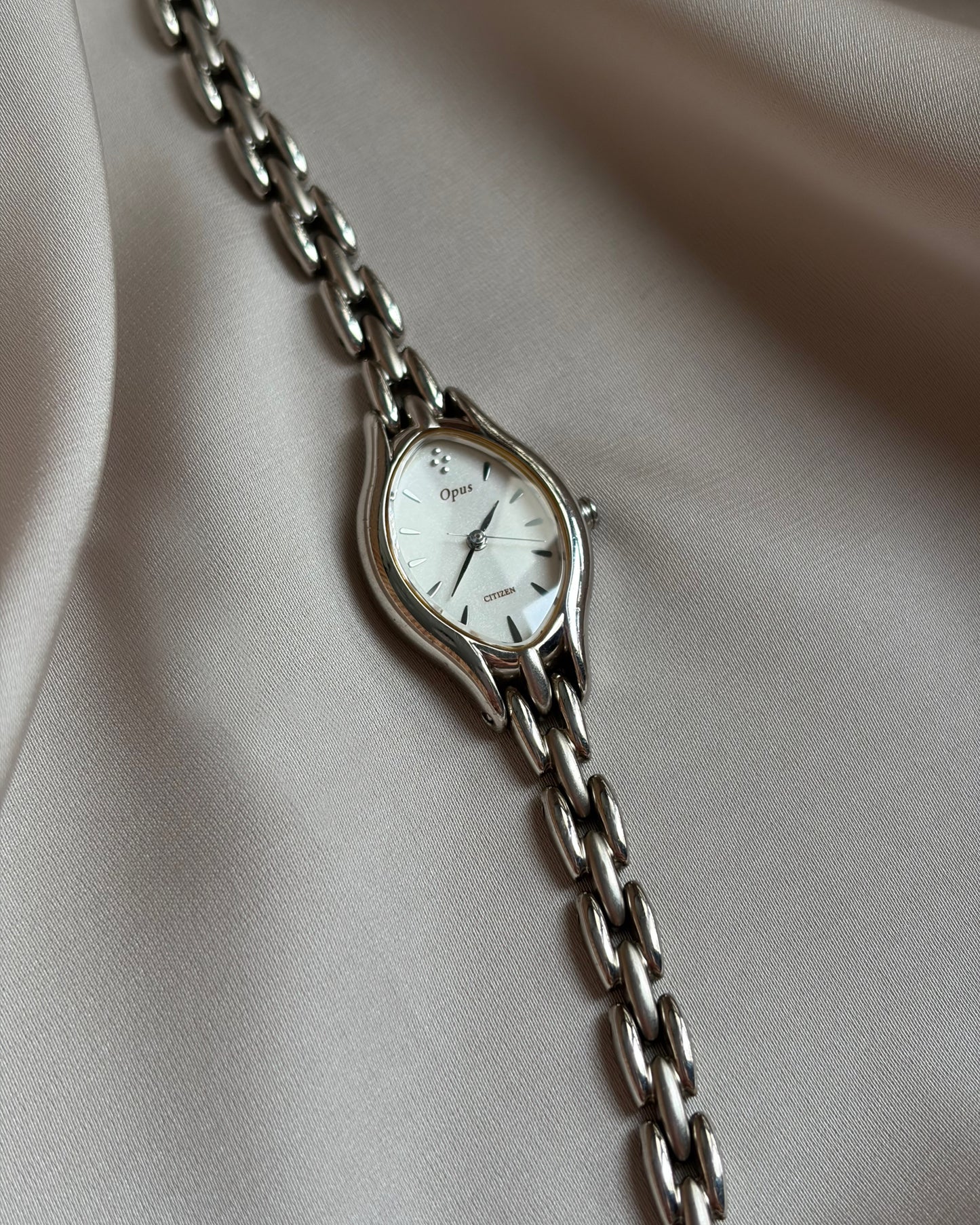 Silver Opus Slim Oval Petal Link Watch