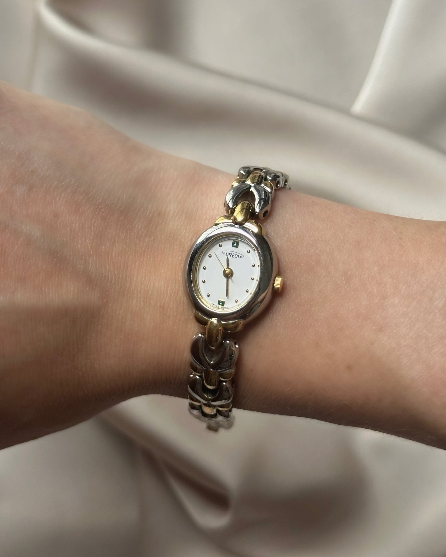 Vintage "Baignoire" Emerald Accent Watch