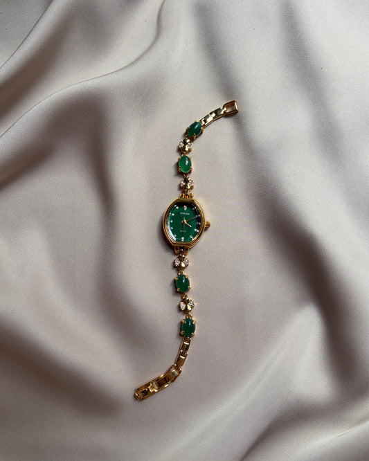 Lucky Green Boruga Gold Tone Watch