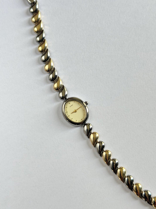 Petite Oval Swirl Two-Tone Bracelet Watch