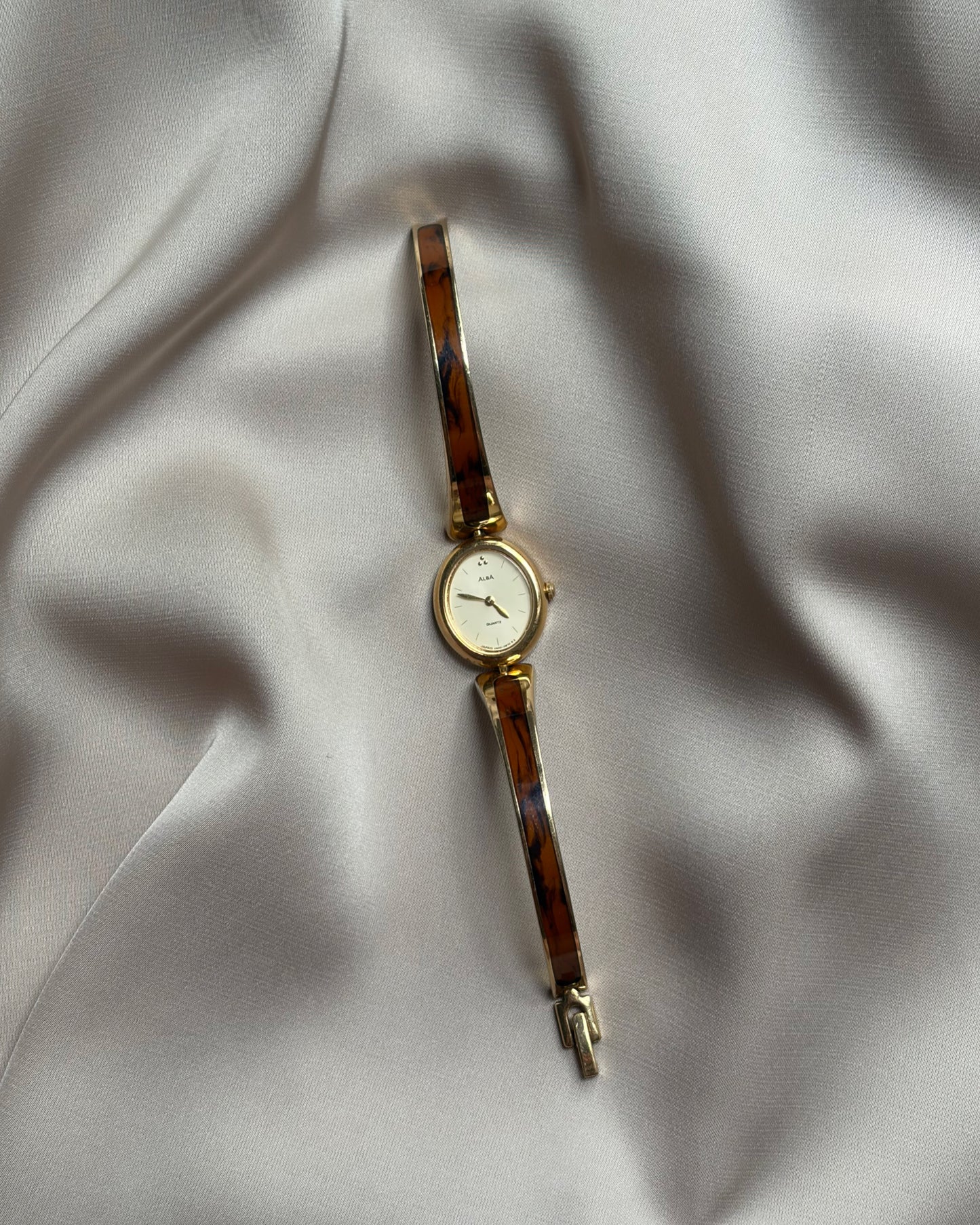 Rare Alba Quartz Gold & Tortoiseshell Bangle Watch