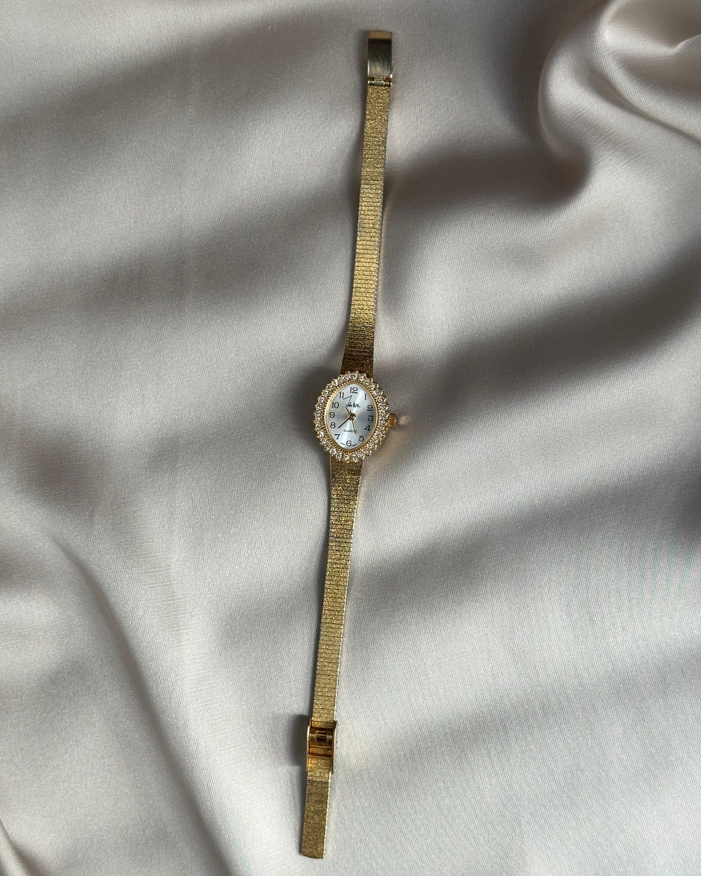 Crystal Halo Teardrop Gold Tone Watch