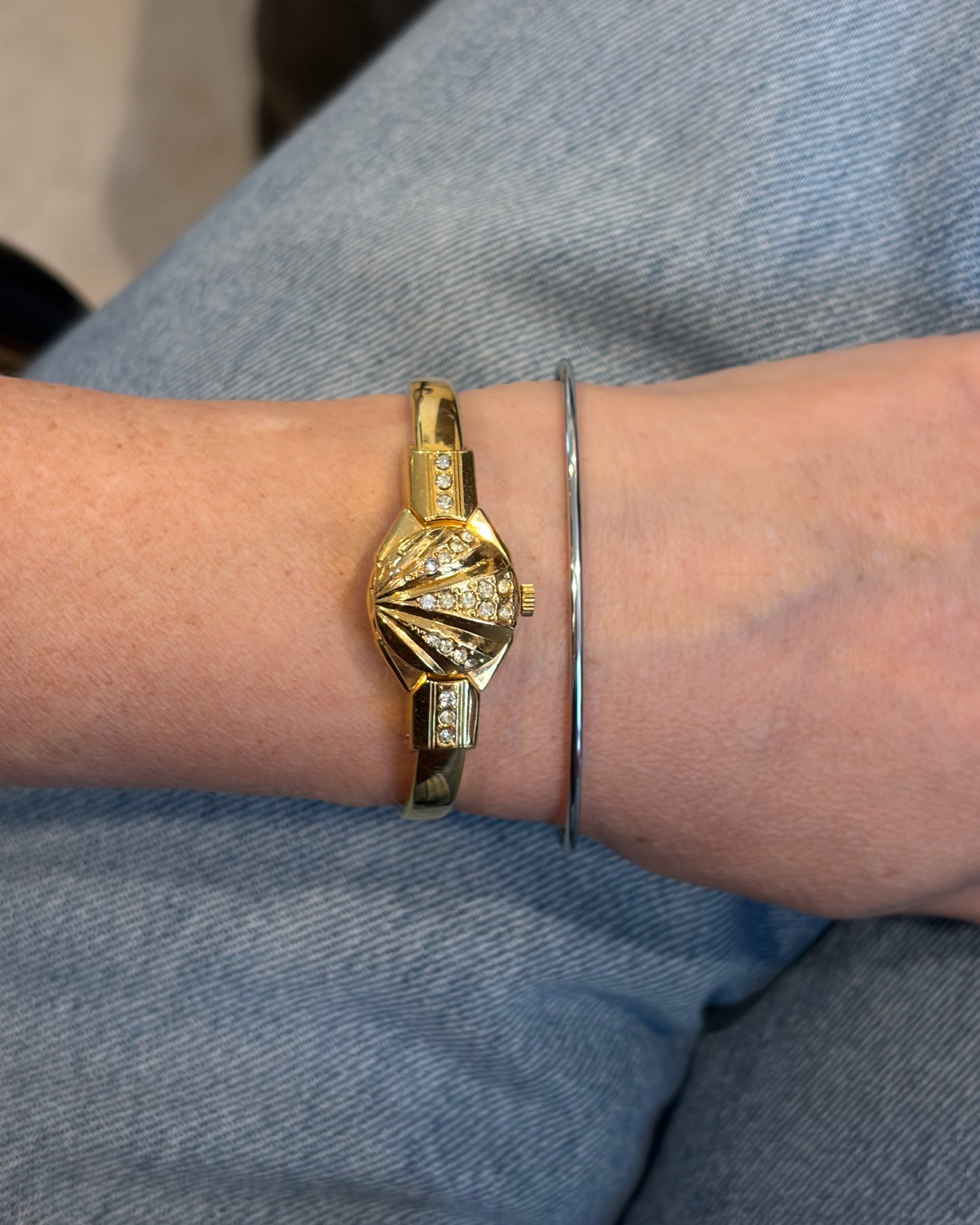 Swiss Made Golden Peek-a-Boo Crystal Watch