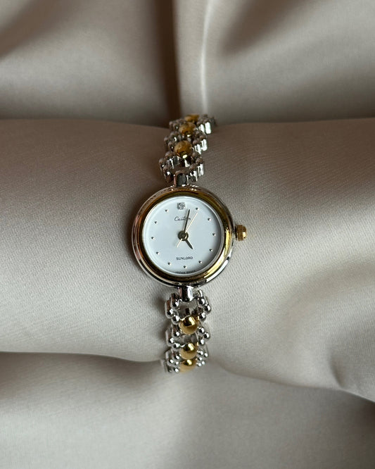 Vintage Orb-Link Silver & Gold Watch