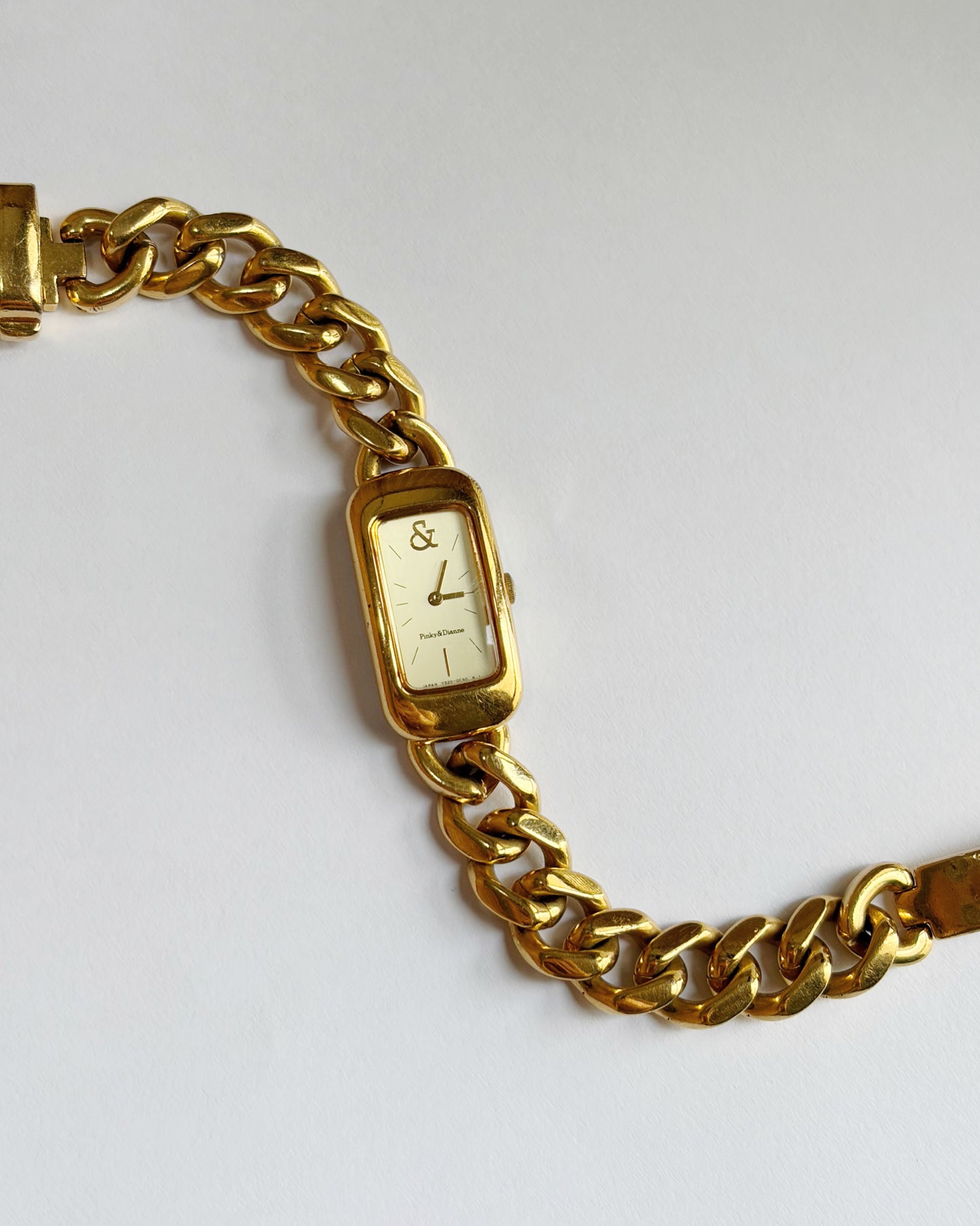 Gold Chain Buckle Long Tank Watch