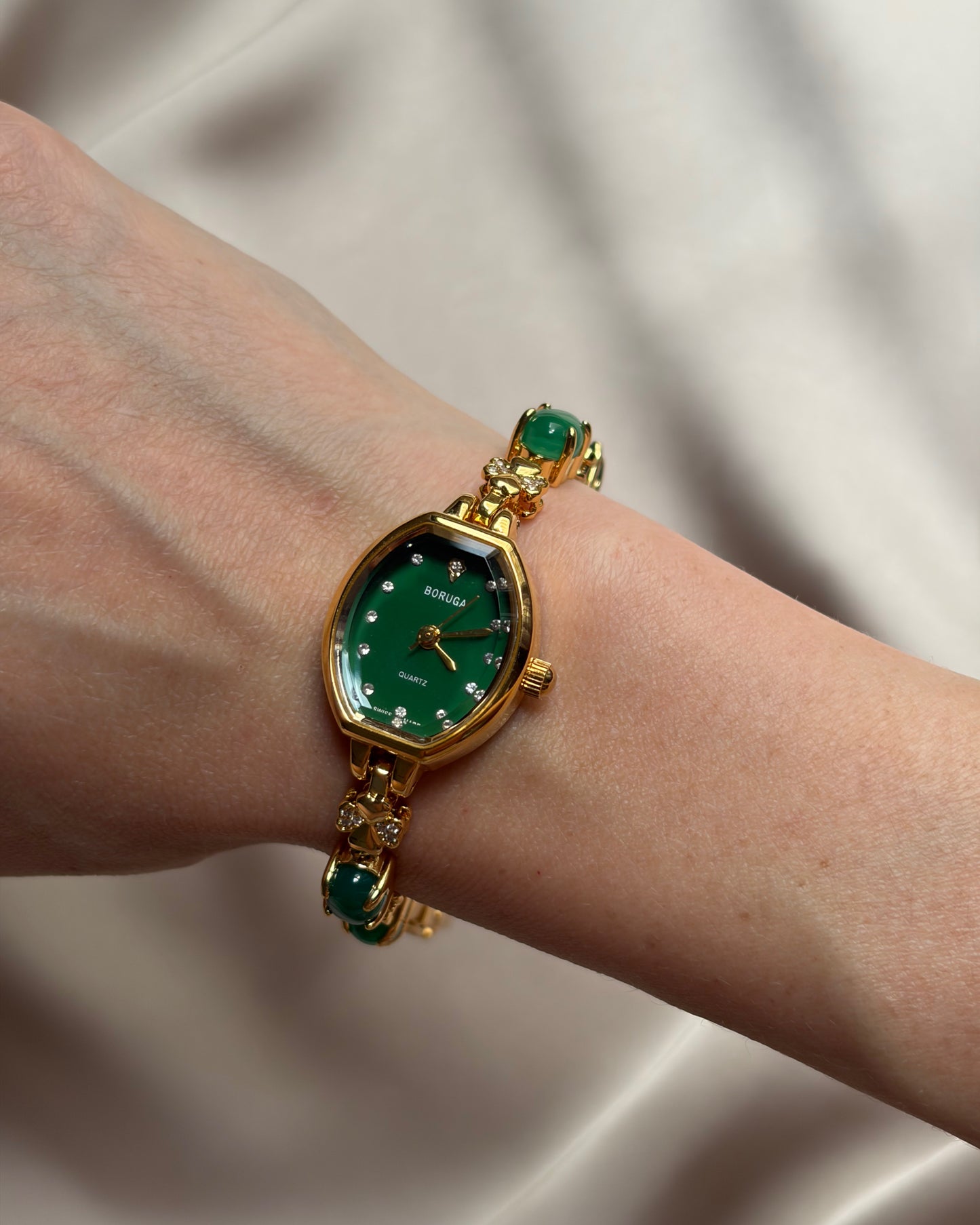 Lucky Green Boruga Gold Tone Watch
