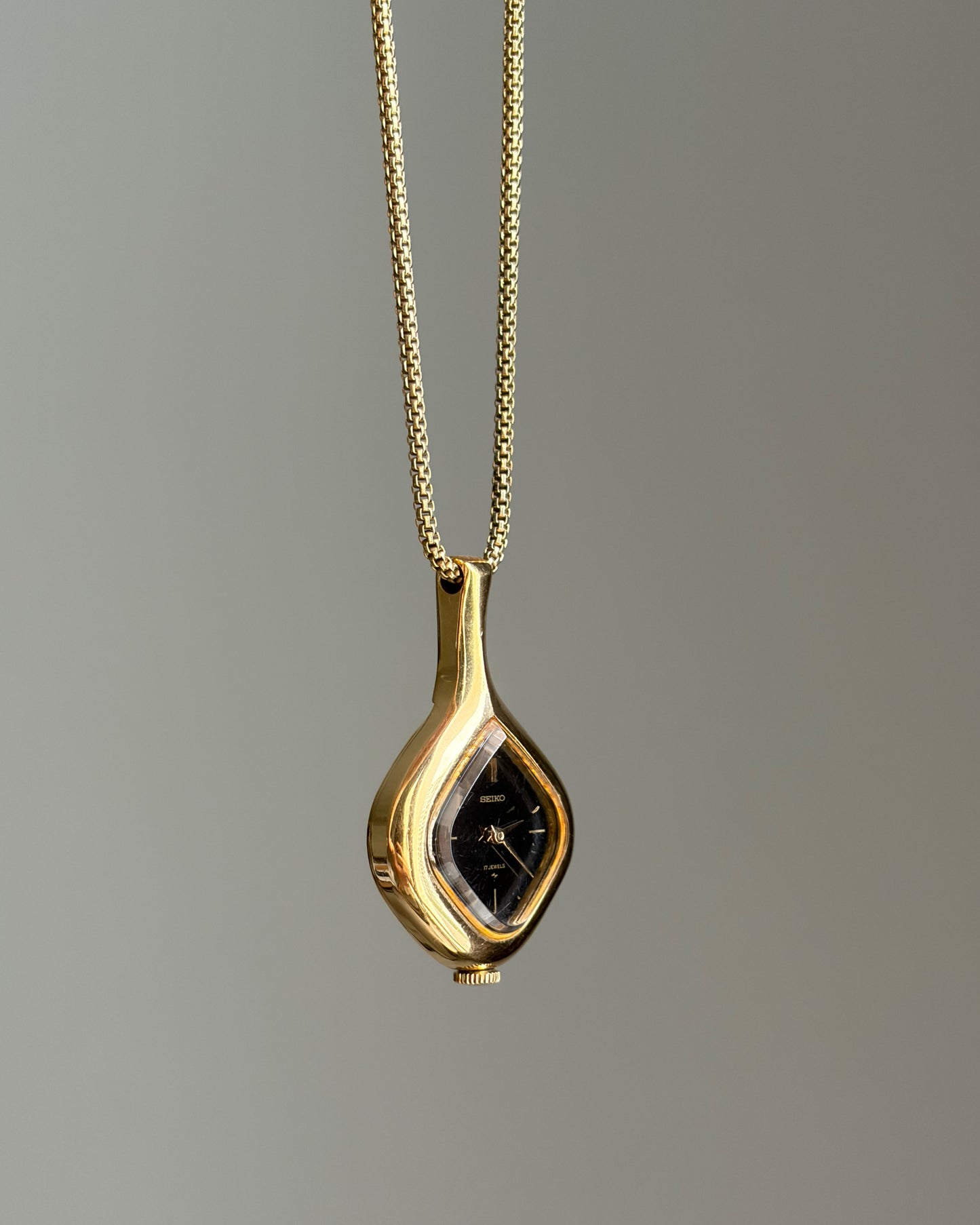 Rare Vintage Obsidian Droplet Seiko Pendant Watch