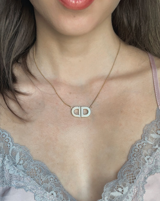 Christian Dior Vintage ‘CD’ Logo Pendant Necklace (1990s)