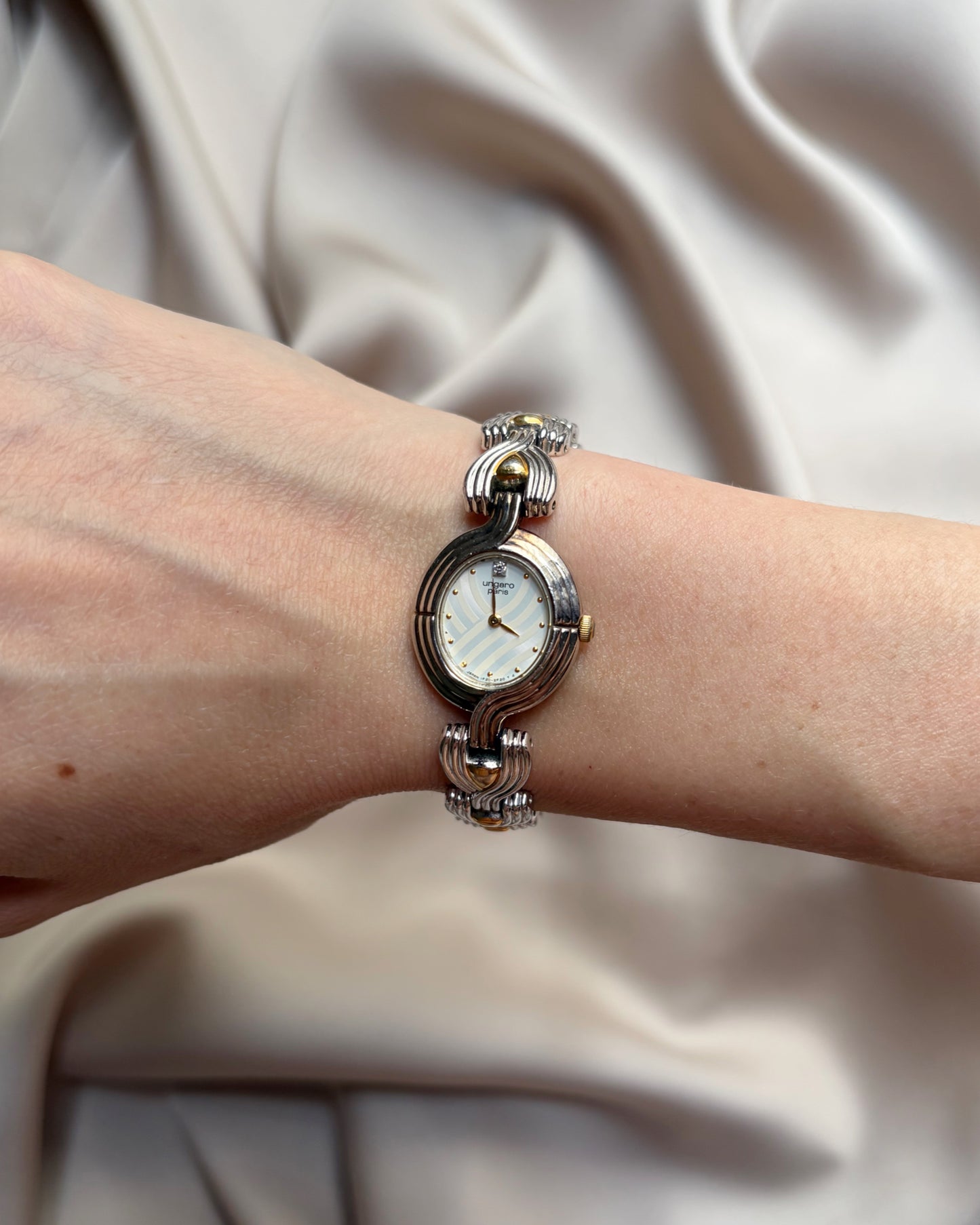 Dual-Tone Cascade Link Vintage Watch