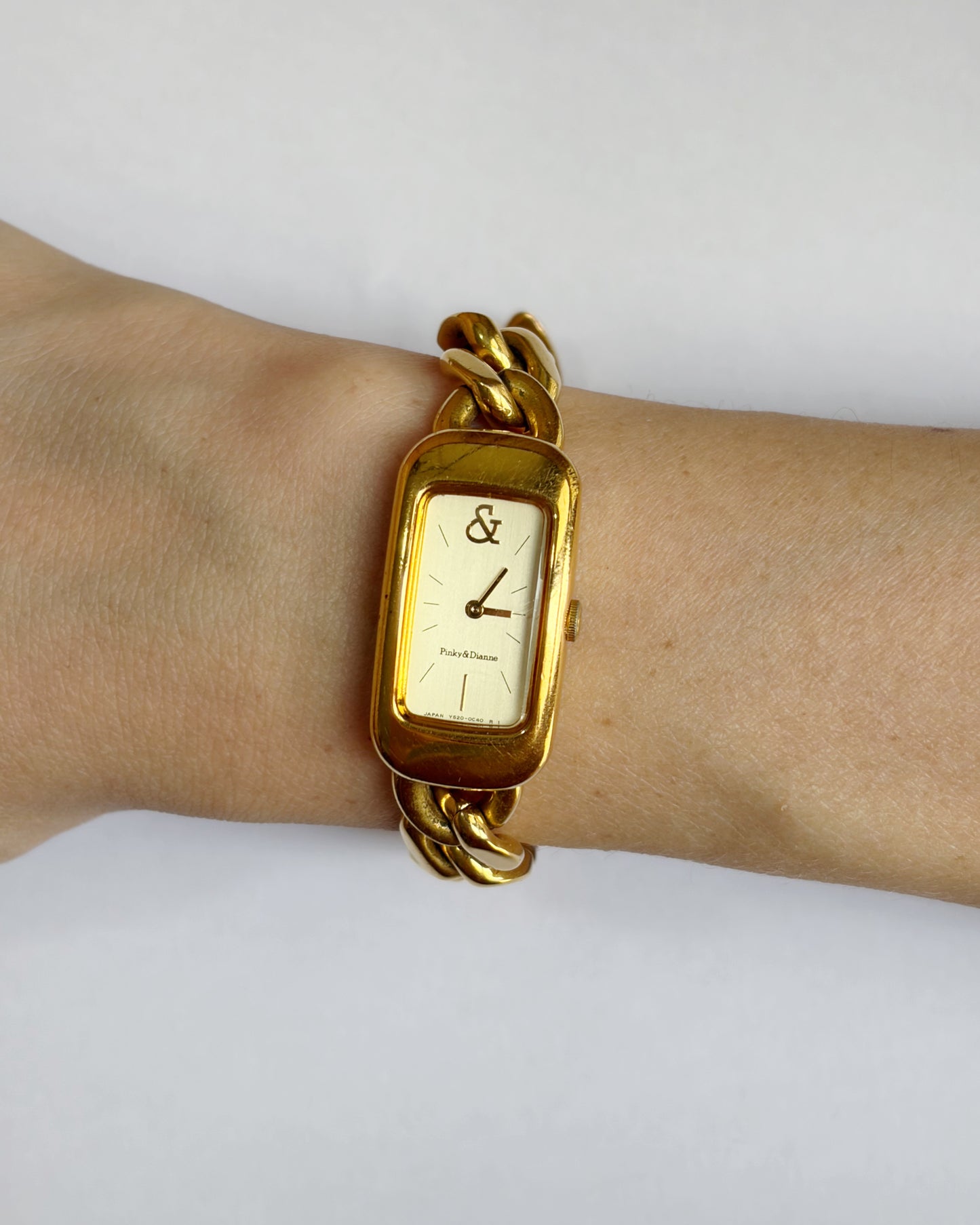 Gold Chain Buckle Long Tank Watch