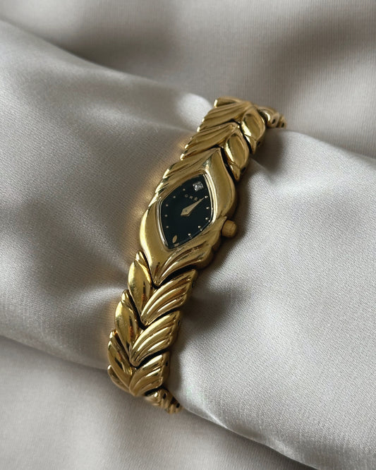 Grès Paris Vintage Herringbone Gold Tone Watch