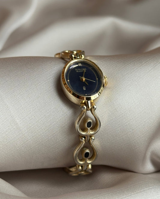 Midnight Empress Gold & Black Oval Watch