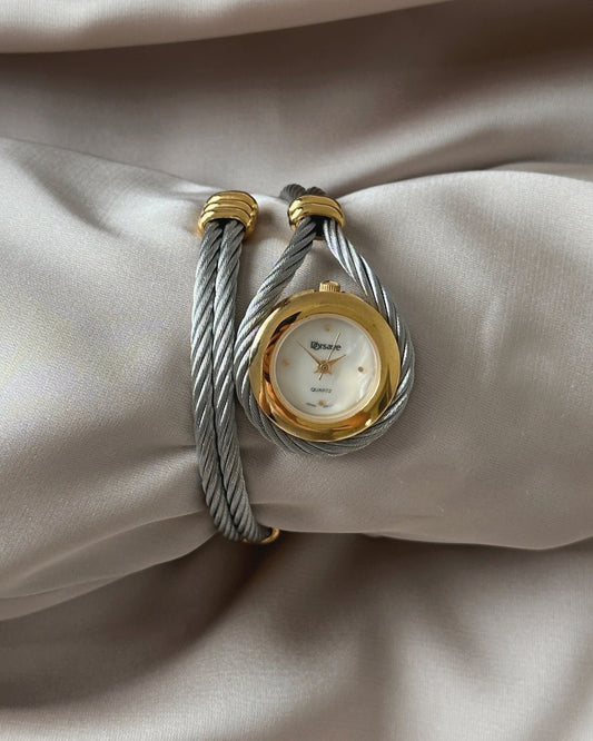 Unique Vintage Gilded Twist Bangle Watch