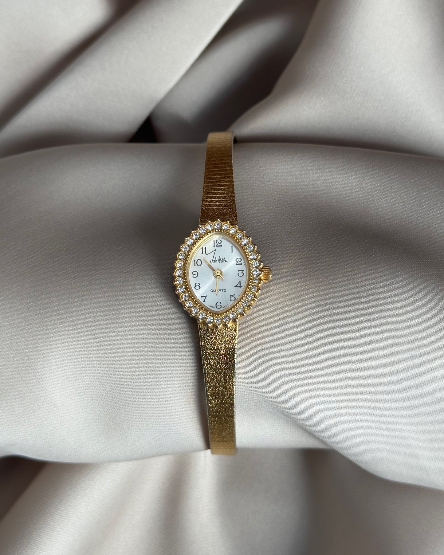 Crystal Halo Teardrop Gold Tone Watch