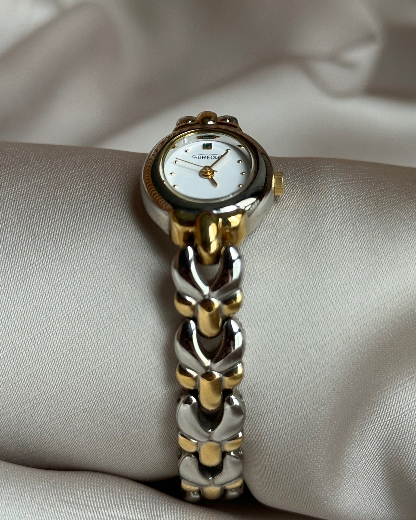 Vintage "Baignoire" Emerald Accent Watch