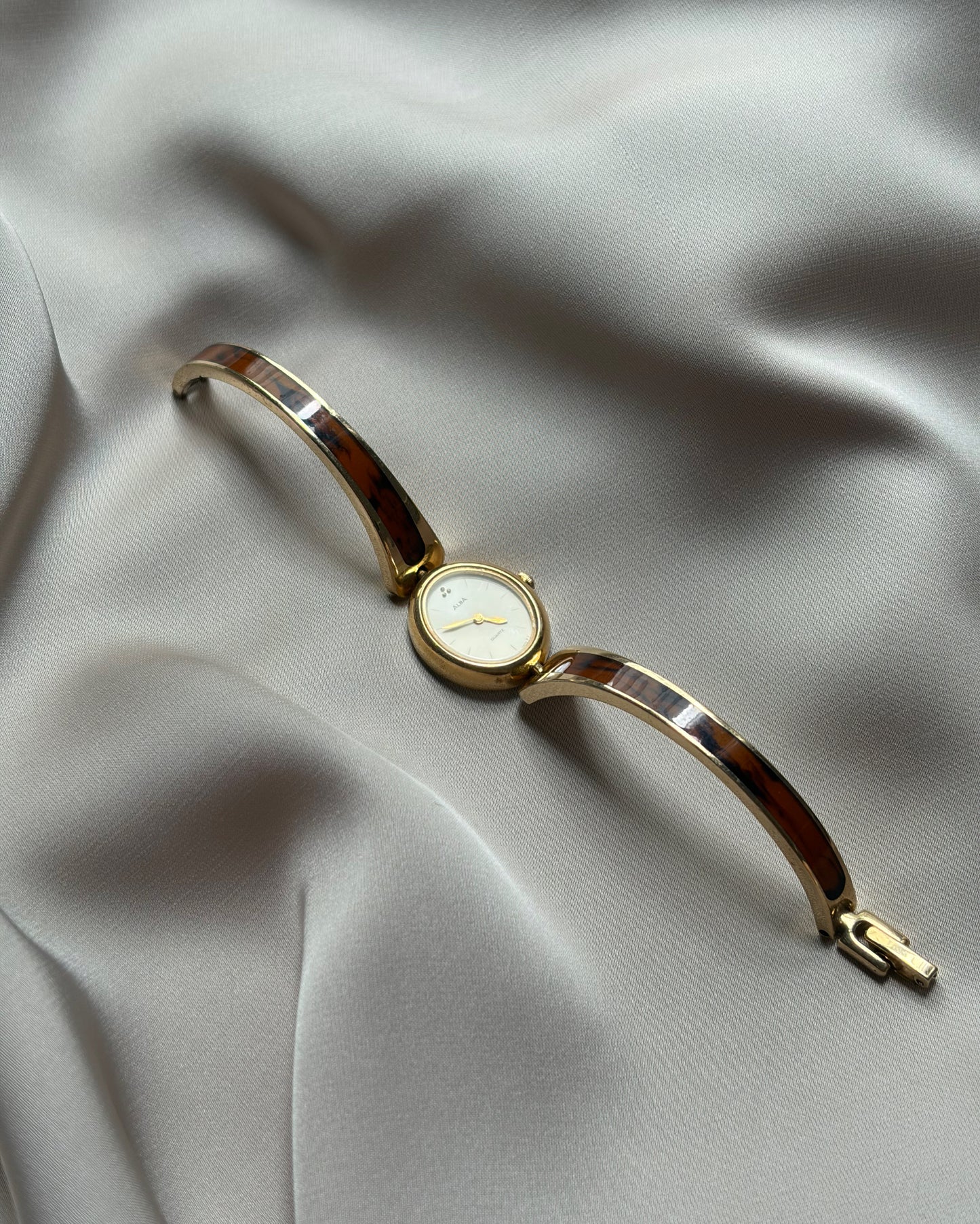 Rare Alba Quartz Gold & Tortoiseshell Bangle Watch