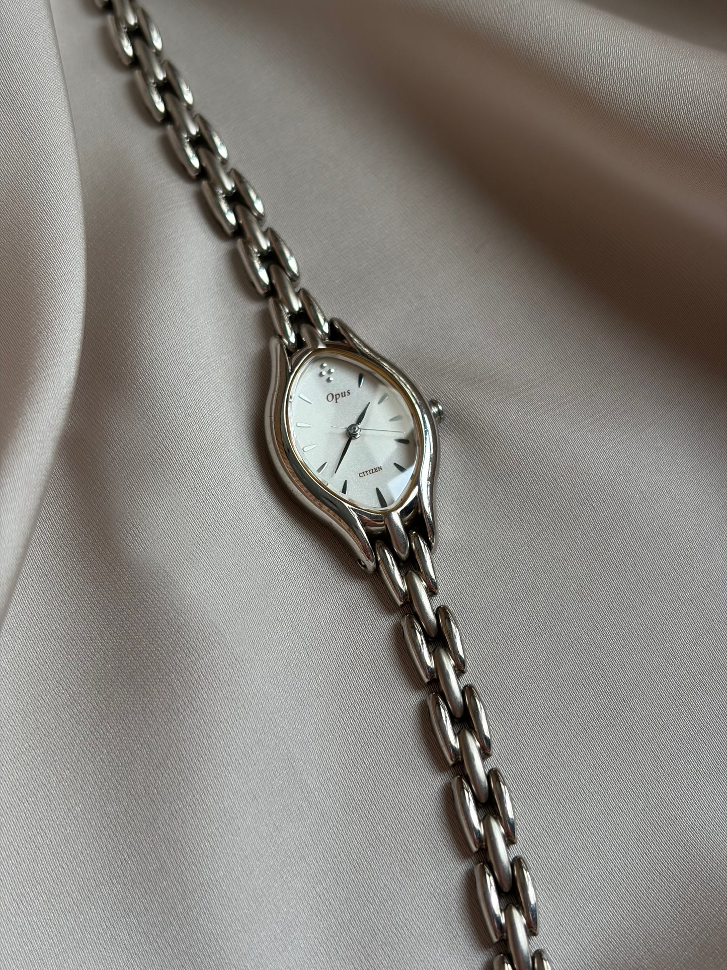 Silver Opus Slim Oval Petal Link Watch