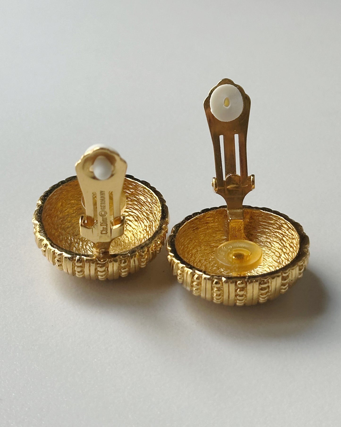 Vintage Christian Dior Gold Plated Clip On Earrings