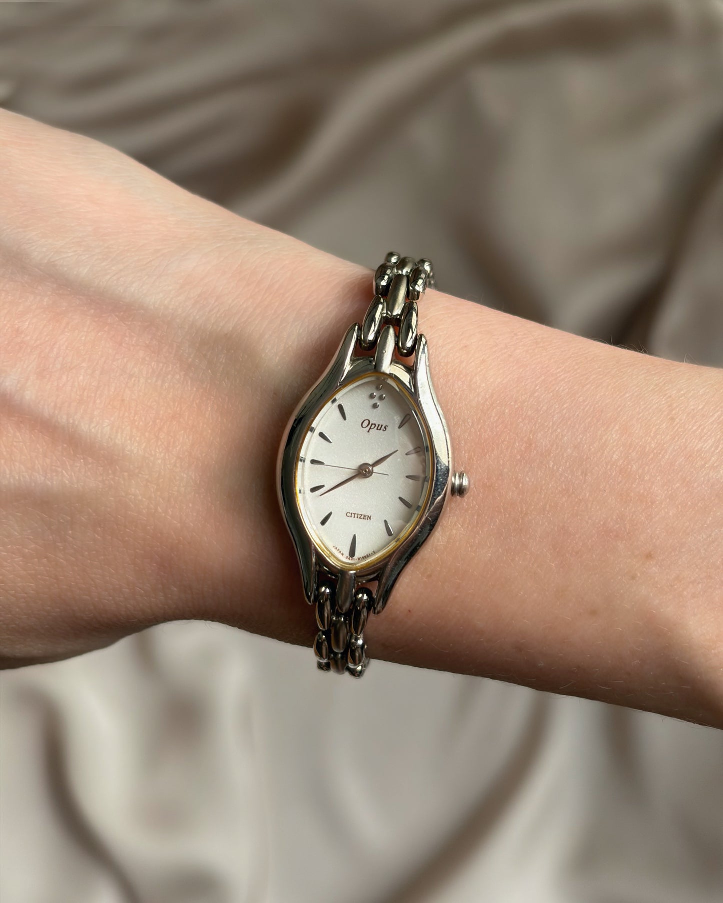 Silver Opus Slim Oval Petal Link Watch